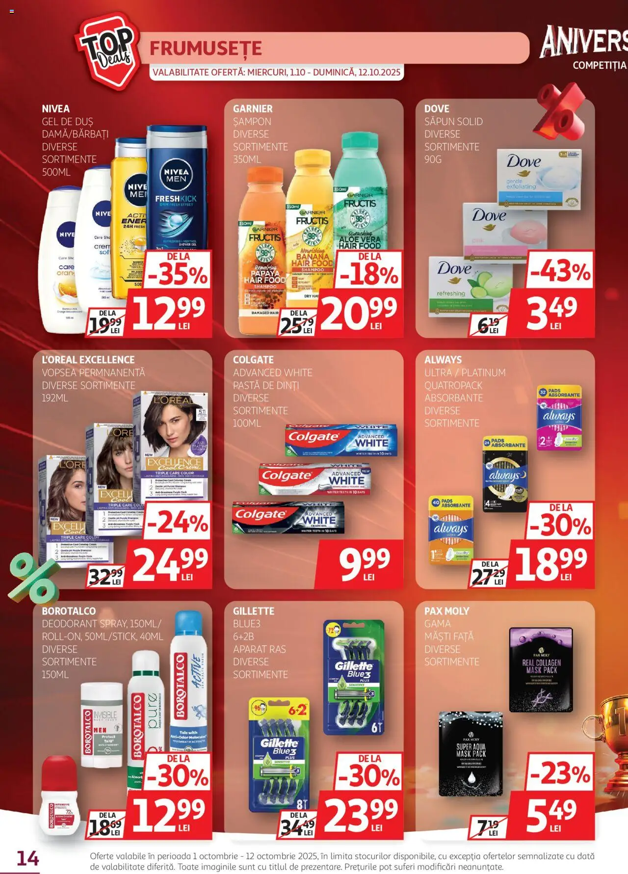 Catalog Auchan 1 - 11 Octombrie 2025 | Pagina 14 | Produse: Săpun solid, Aloe vera, Gel de duș, Absorbante
