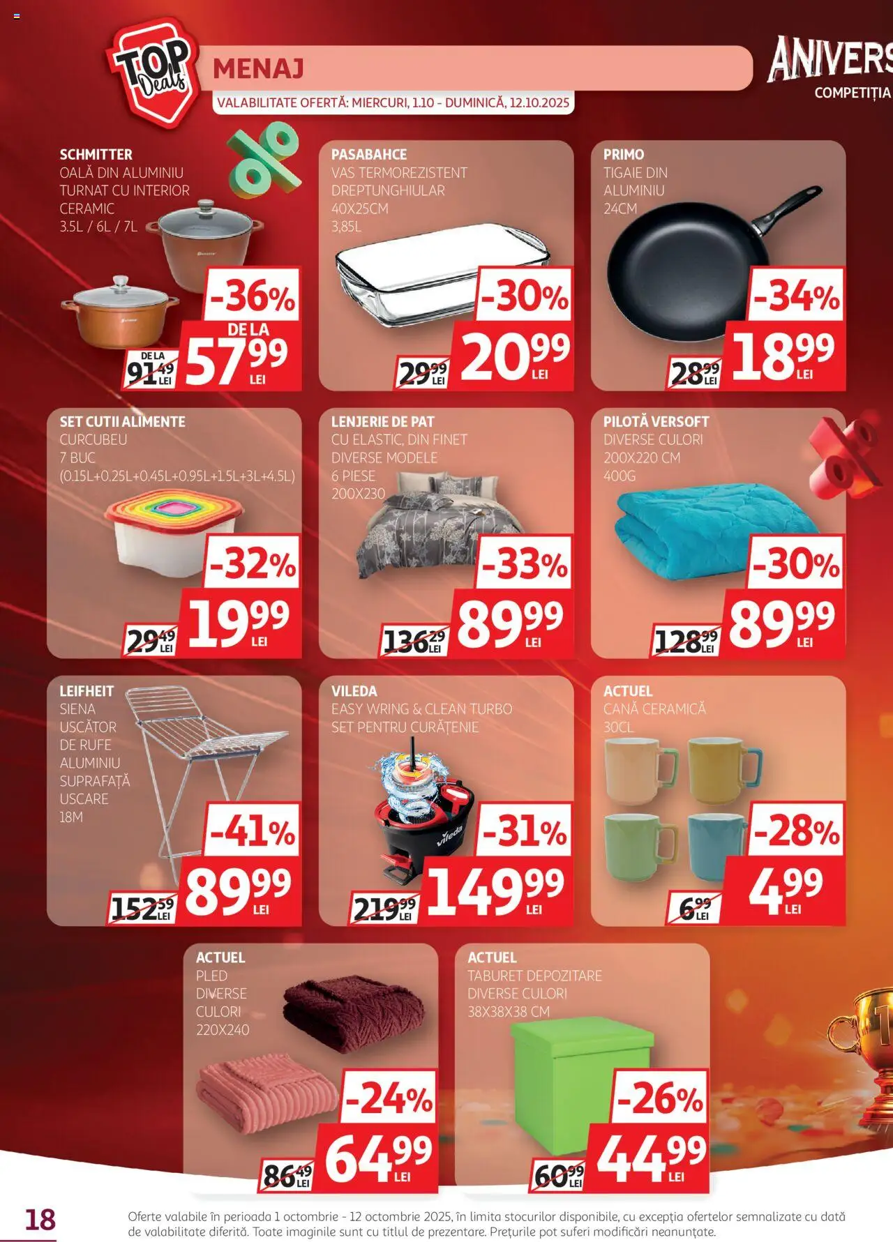 Catalog Auchan 1 - 11 Octombrie 2025 | Pagina 18 | Produse: Uscător, Tigaie, Lenjerie de pat, Pilotă