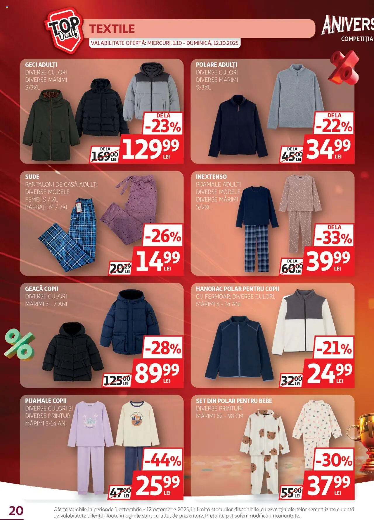 Catalog Auchan 1 - 11 Octombrie 2025 | Pagina 20 | Produse: Geacă, Pantaloni, Pijamale, Keşe