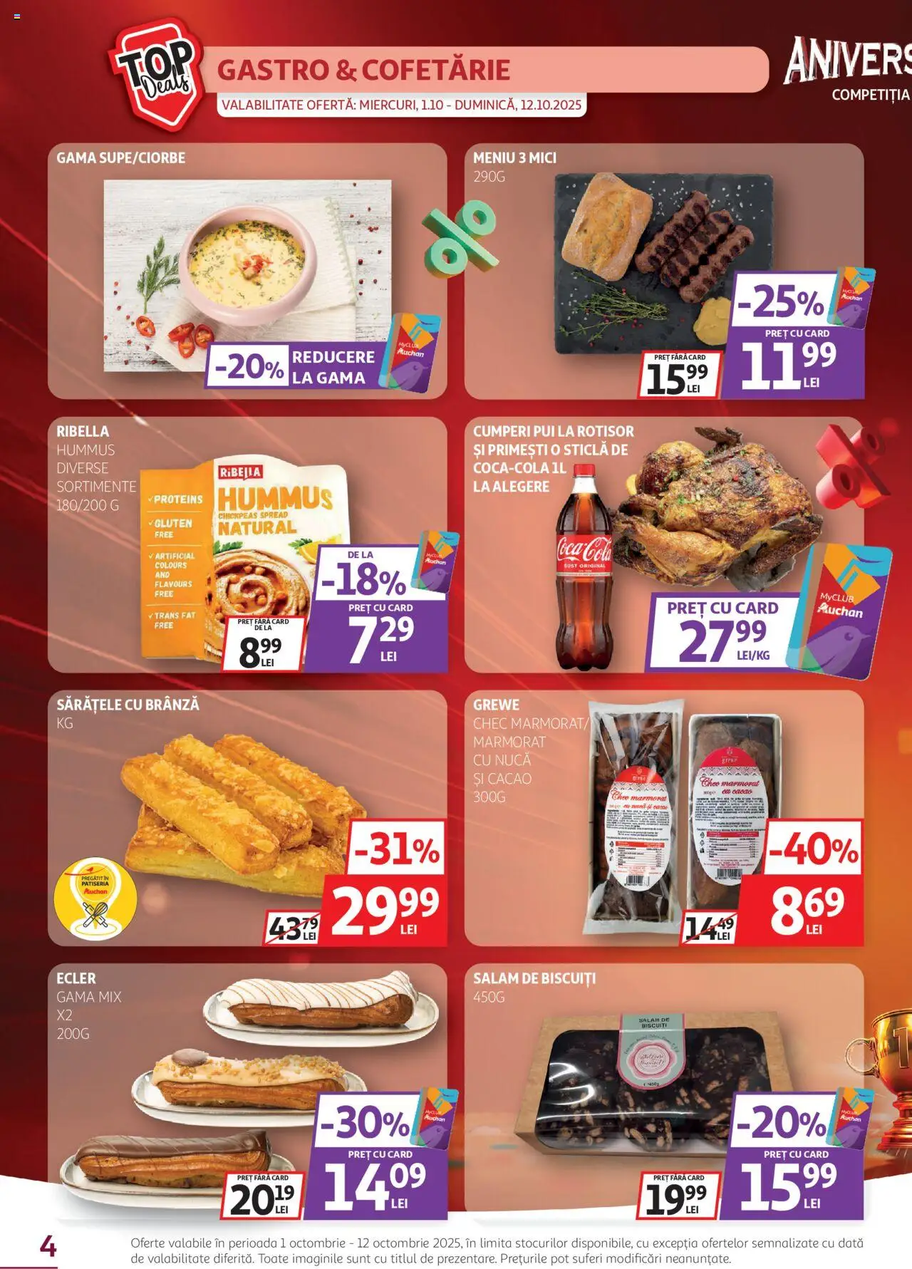 Catalog Auchan 1 - 11 Octombrie 2025 | Pagina 4 | Produse: Hacıyatmaz Kedi Oyuncağı, Mici, Salam, Biscuiți