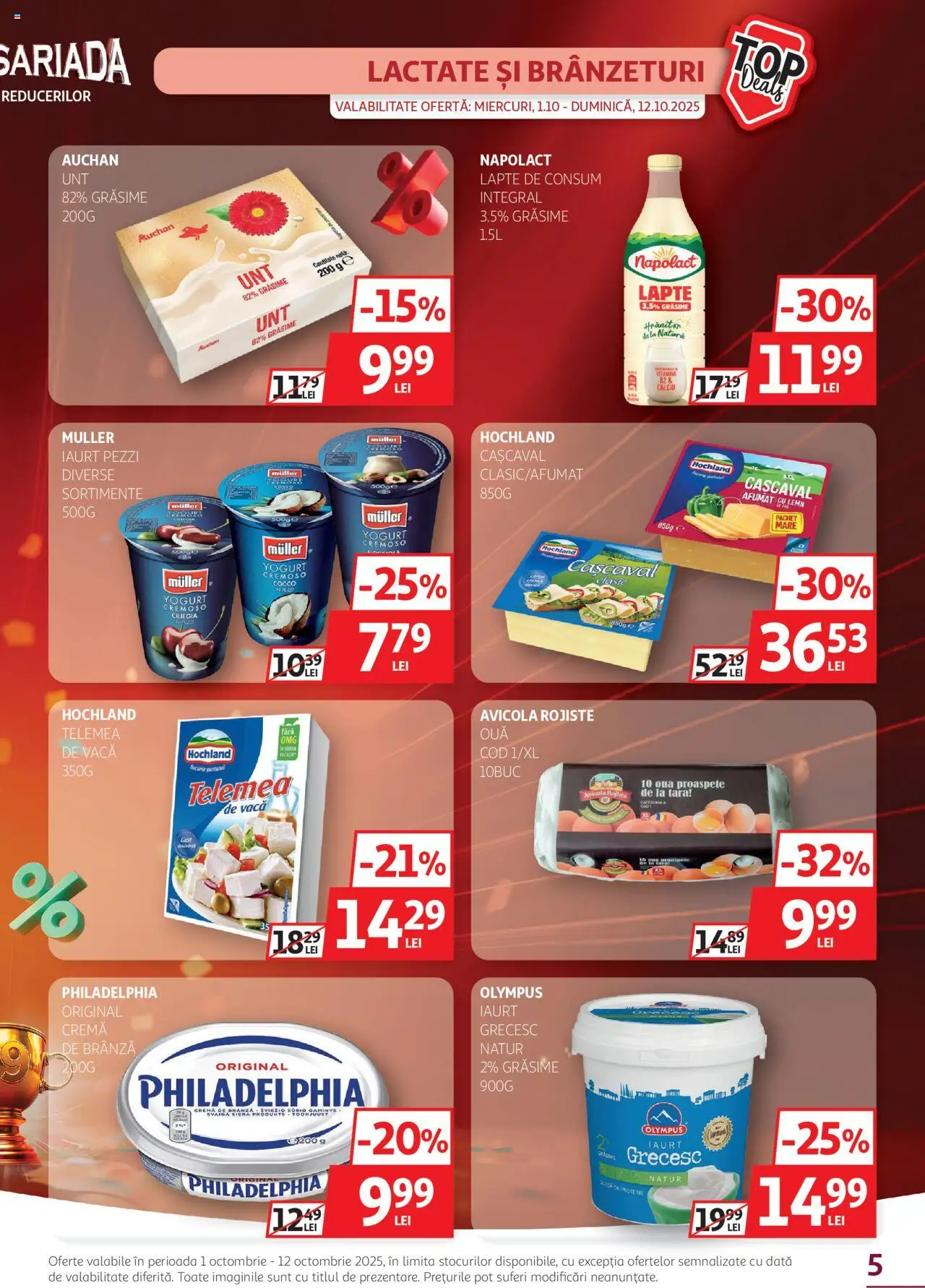 Catalog Auchan 1 - 11 Octombrie 2025 | Pagina 5 | Produse: Masaüstü kılıfı, Cașcaval, Brânză, Ouă