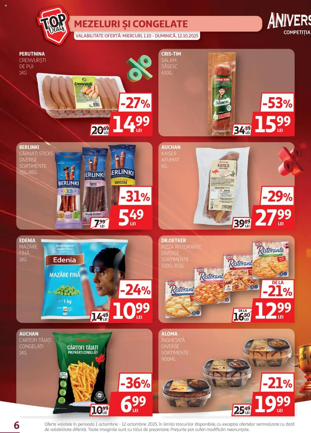 Catalog Auchan 1 - 11 Octombrie 2025 | Pagina 6 | Produse: Hacıyatmaz Kedi Oyuncağı, Salam, Pizza, Cârnați