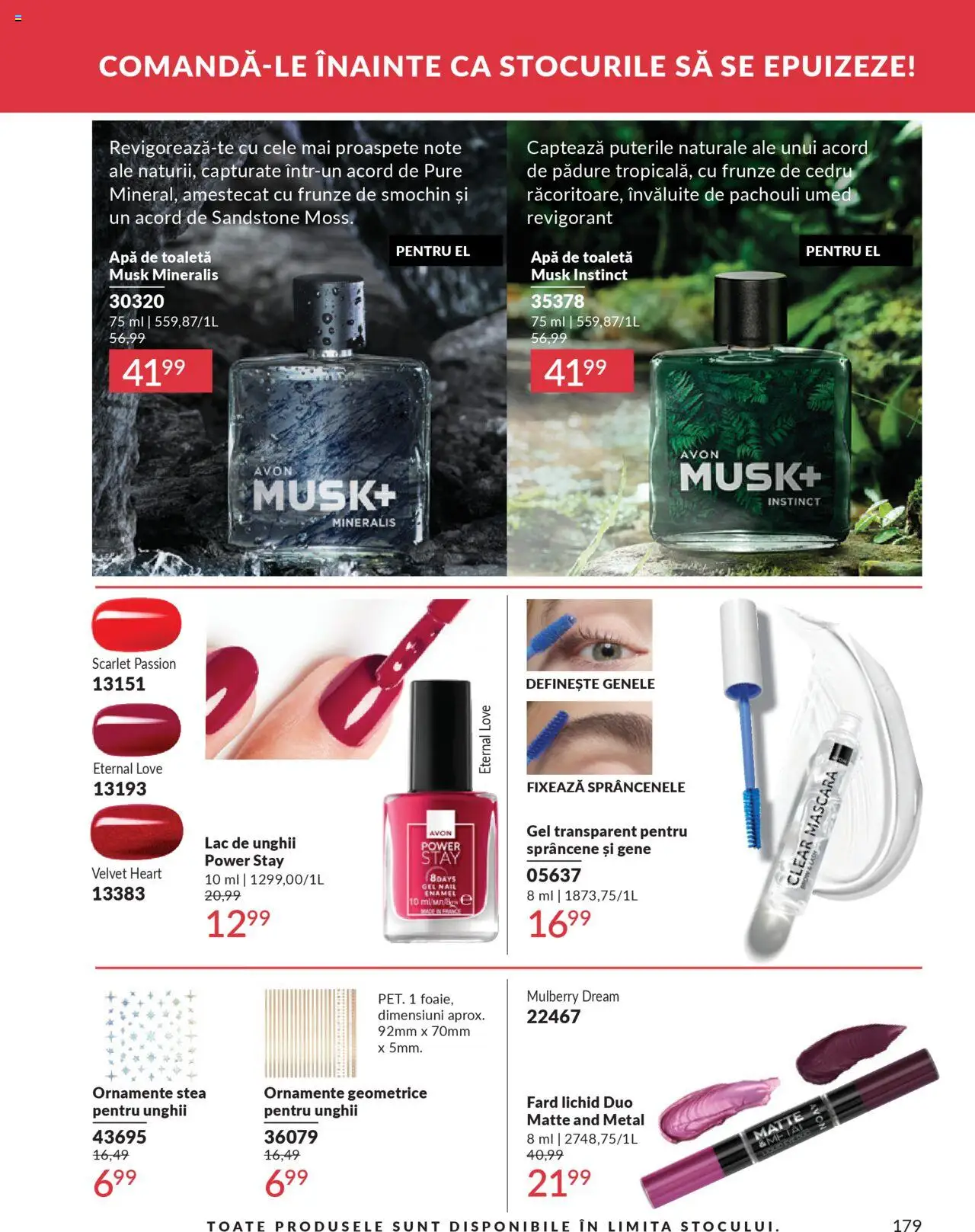 Catalog Avon 1 - 30 Octombrie 2025 | Pagina 181 | Produse: Toaletă, Mascara, Lac de unghii, Apă