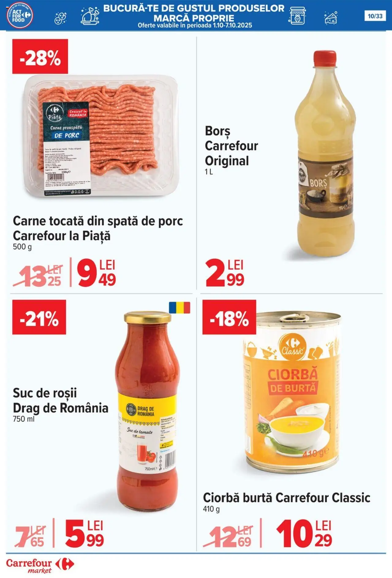Catalog Carrefour 1 - 13 Octombrie 2025 | Pagina 11 | Produse: Borș, Suc, Roșii, Carne tocată