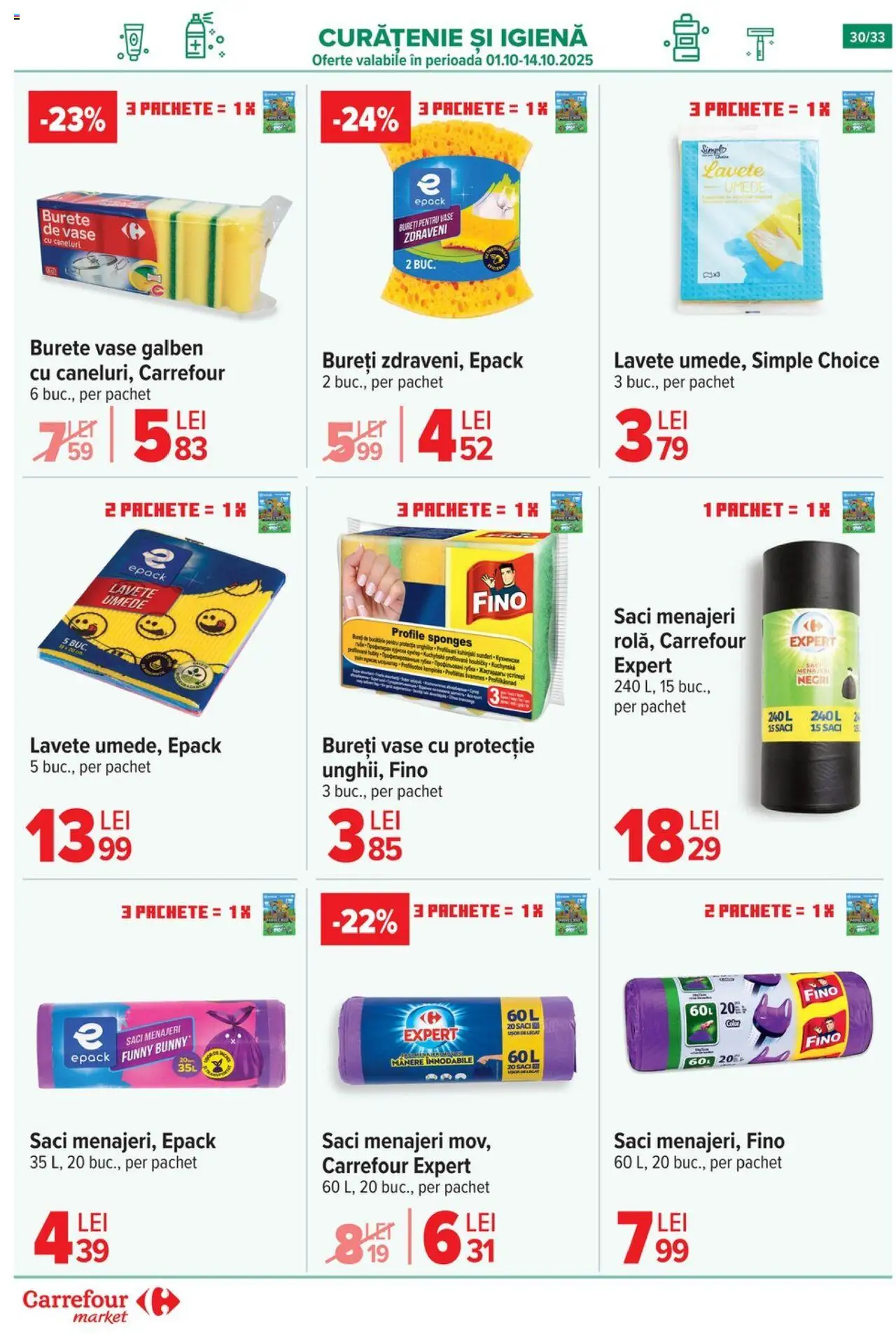 Catalog Carrefour 1 - 13 Octombrie 2025 | Pagina 31 | Produse: Saci menajeri, Burete, Lavete