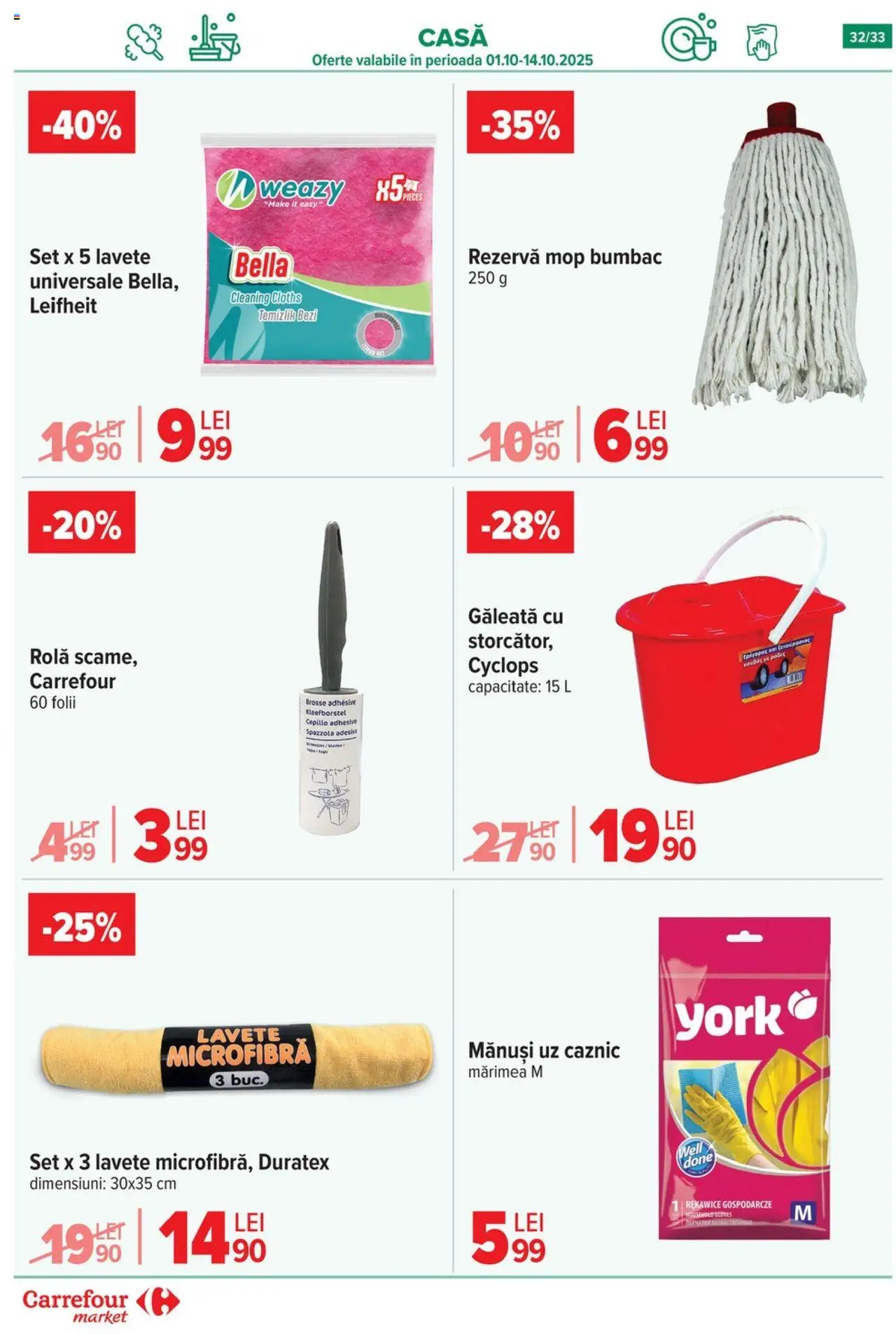 Catalog Carrefour 1 - 13 Octombrie 2025 | Pagina 33 | Produse: Mănuși, Mop, Lavete