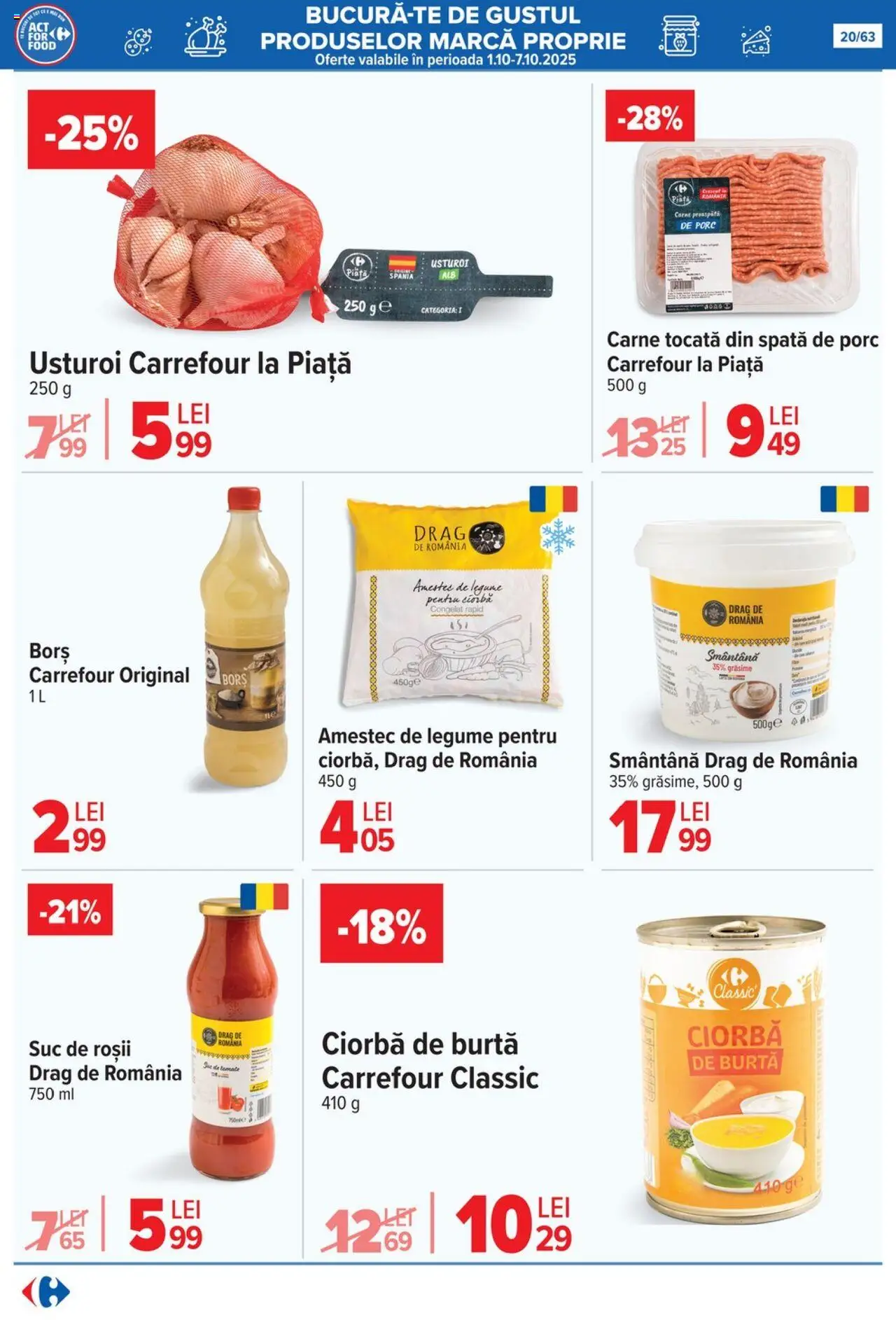 Catalog Carrefour 1 - 13 Octombrie 2025 | Pagina 21 | Produse: Borș, Carne tocată, Smântână, Usturoi