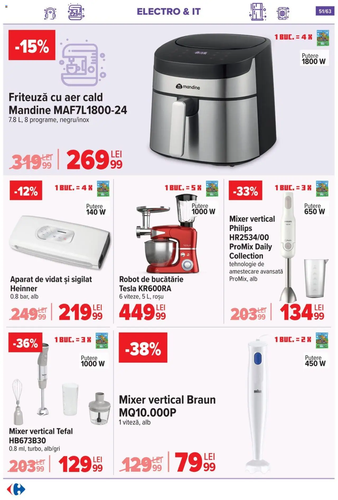 Catalog Carrefour 1 - 13 Octombrie 2025 | Pagina 52 | Produse: Robot de bucătarie, Enginar, Ginseng, Mixer