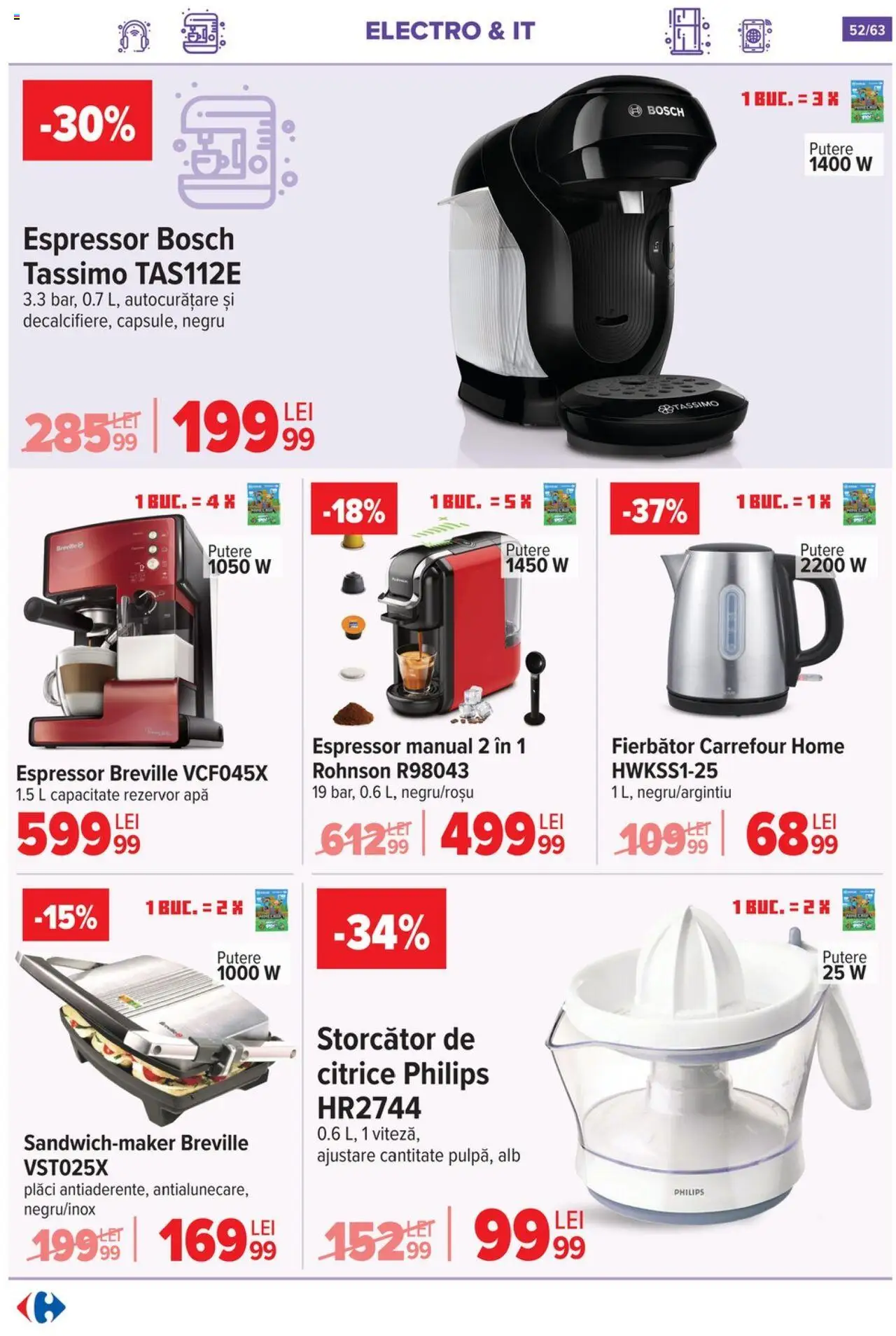 Catalog Carrefour 1 - 13 Octombrie 2025 | Pagina 53 | Produse: Sandwichmaker, Enginar, Storcător, Apă