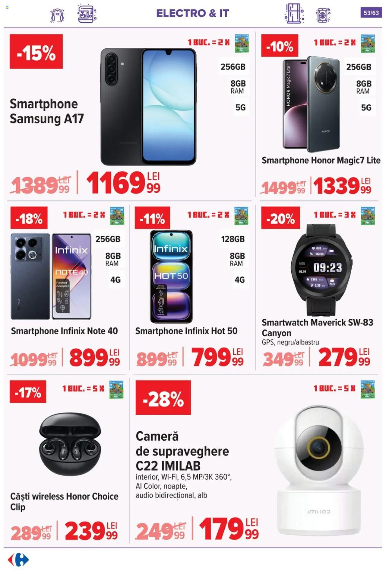 Catalog Carrefour 1 - 13 Octombrie 2025 | Pagina 54 | Produse: Smartphone, Audio, Căști, Cameră