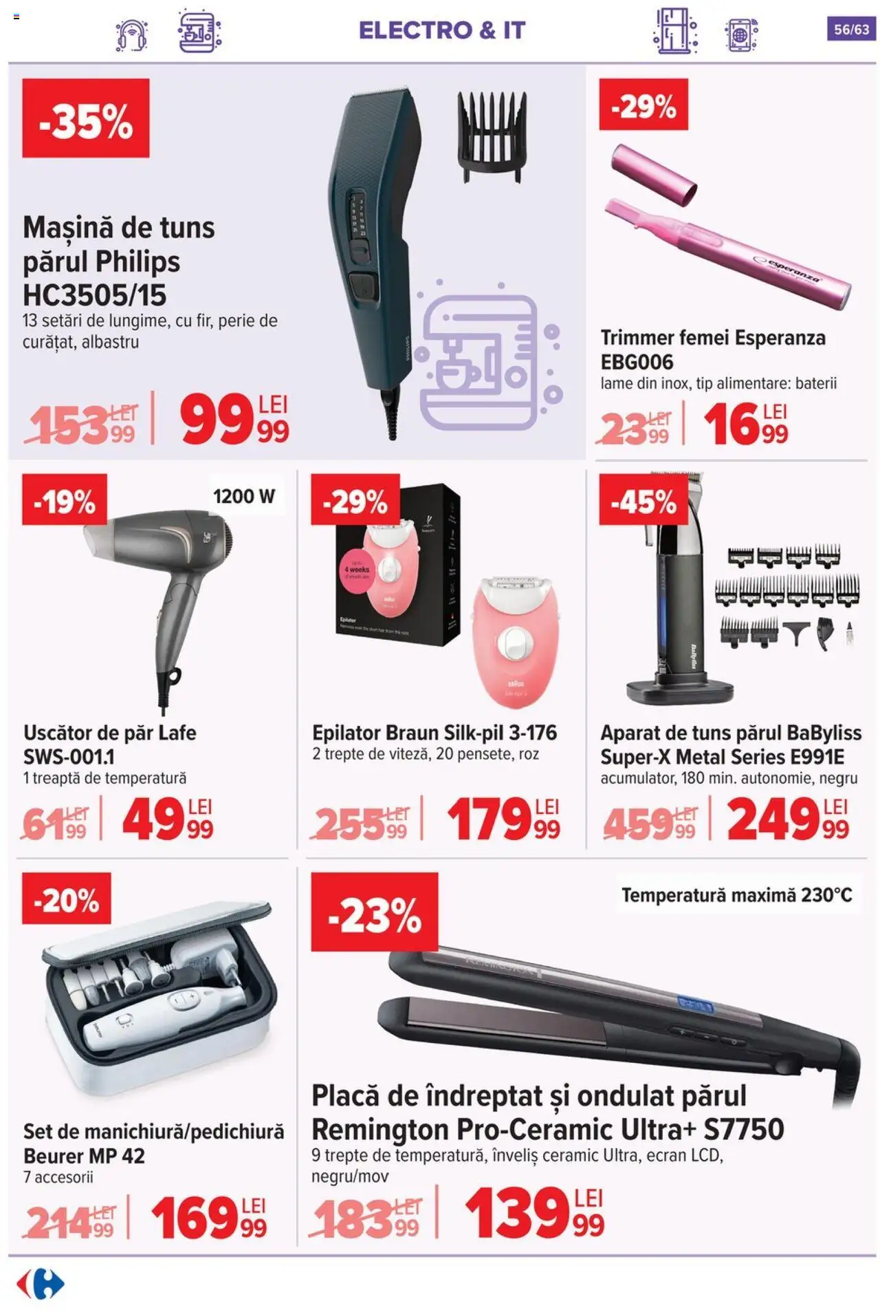 Catalog Carrefour 1 - 13 Octombrie 2025 | Pagina 57 | Produse: Trimmer, Enginar, Uscător, Mașină de tuns