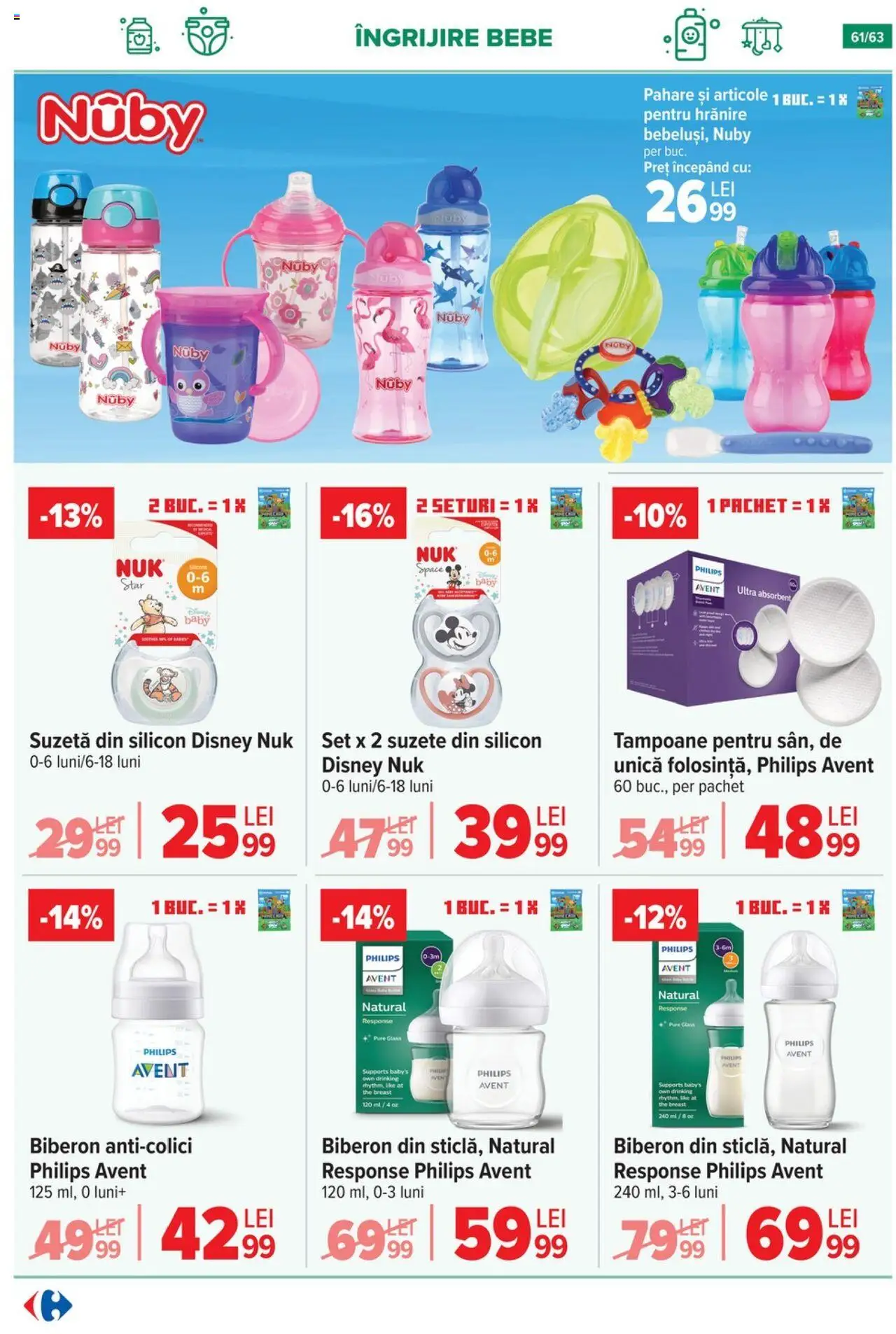 Catalog Carrefour 1 - 13 Octombrie 2025 | Pagina 62 | Produse: Suzetă, Enginar, Pahare, Tampoane