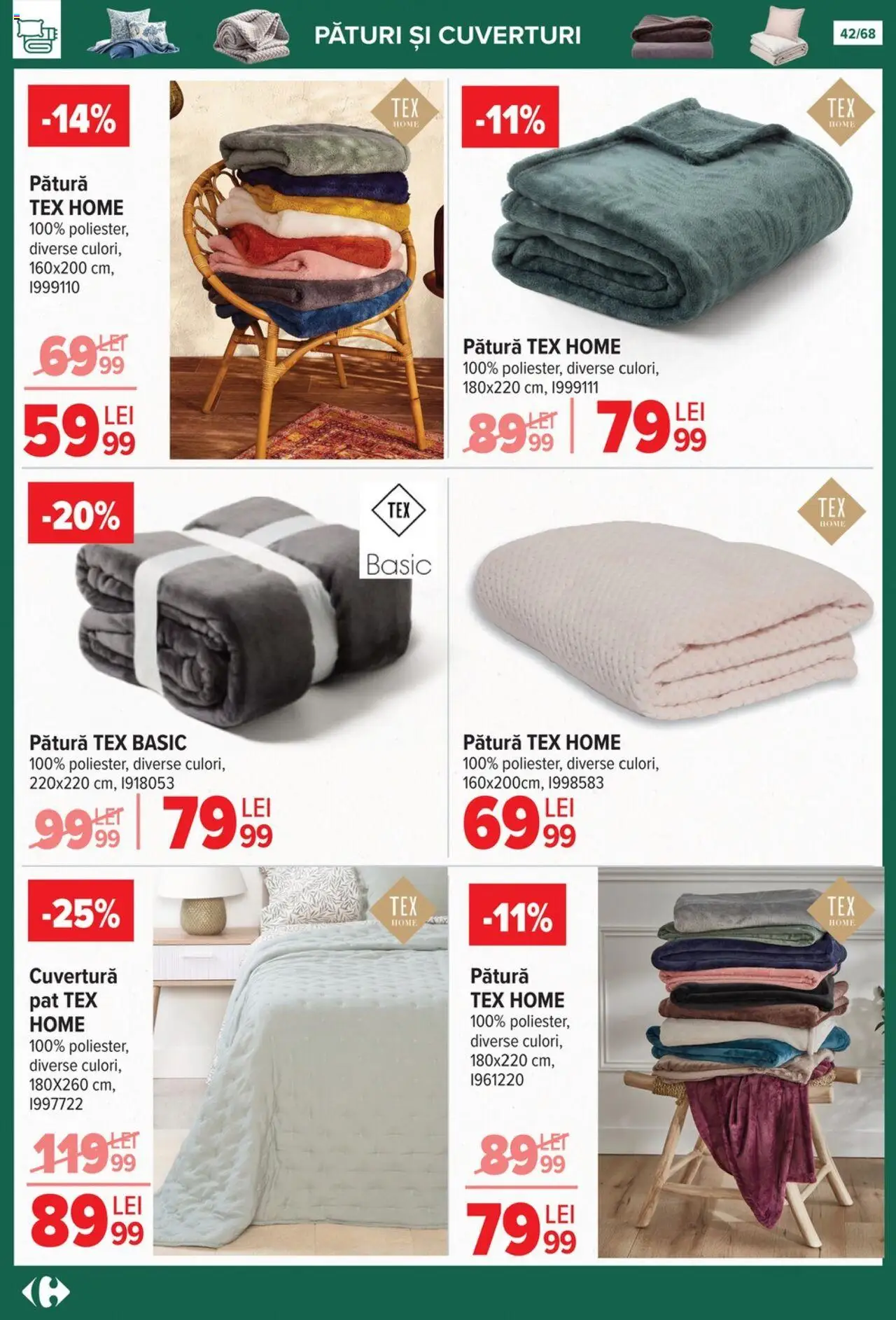 Catalog Carrefour 24 Septembrie - 27 Octombrie 2025 | Pagina 42 | Produse: Cuvertură, Pat, Pătură