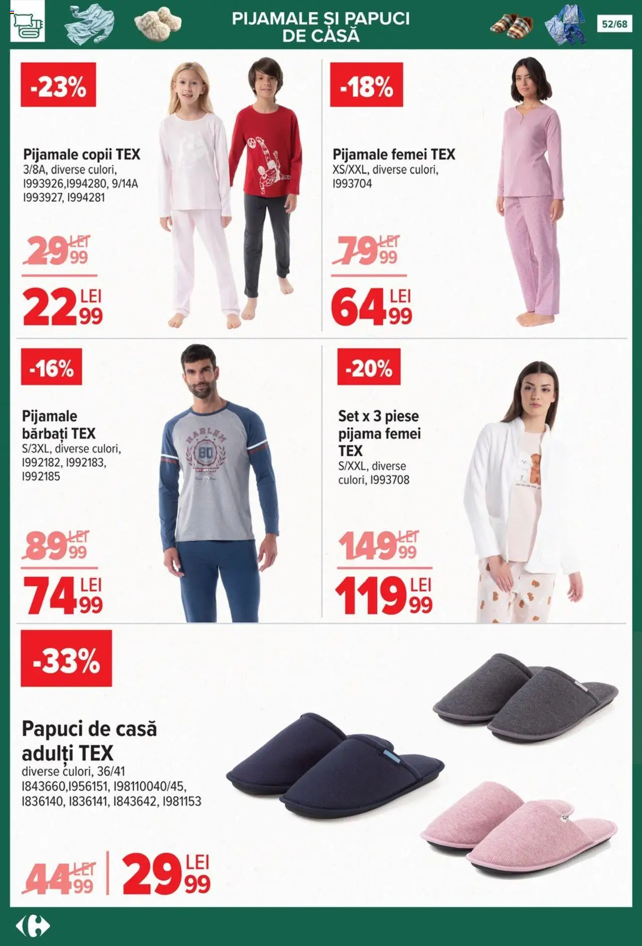 Catalog Carrefour 24 Septembrie - 27 Octombrie 2025 | Pagina 52 | Produse: Pijamale, Papuci