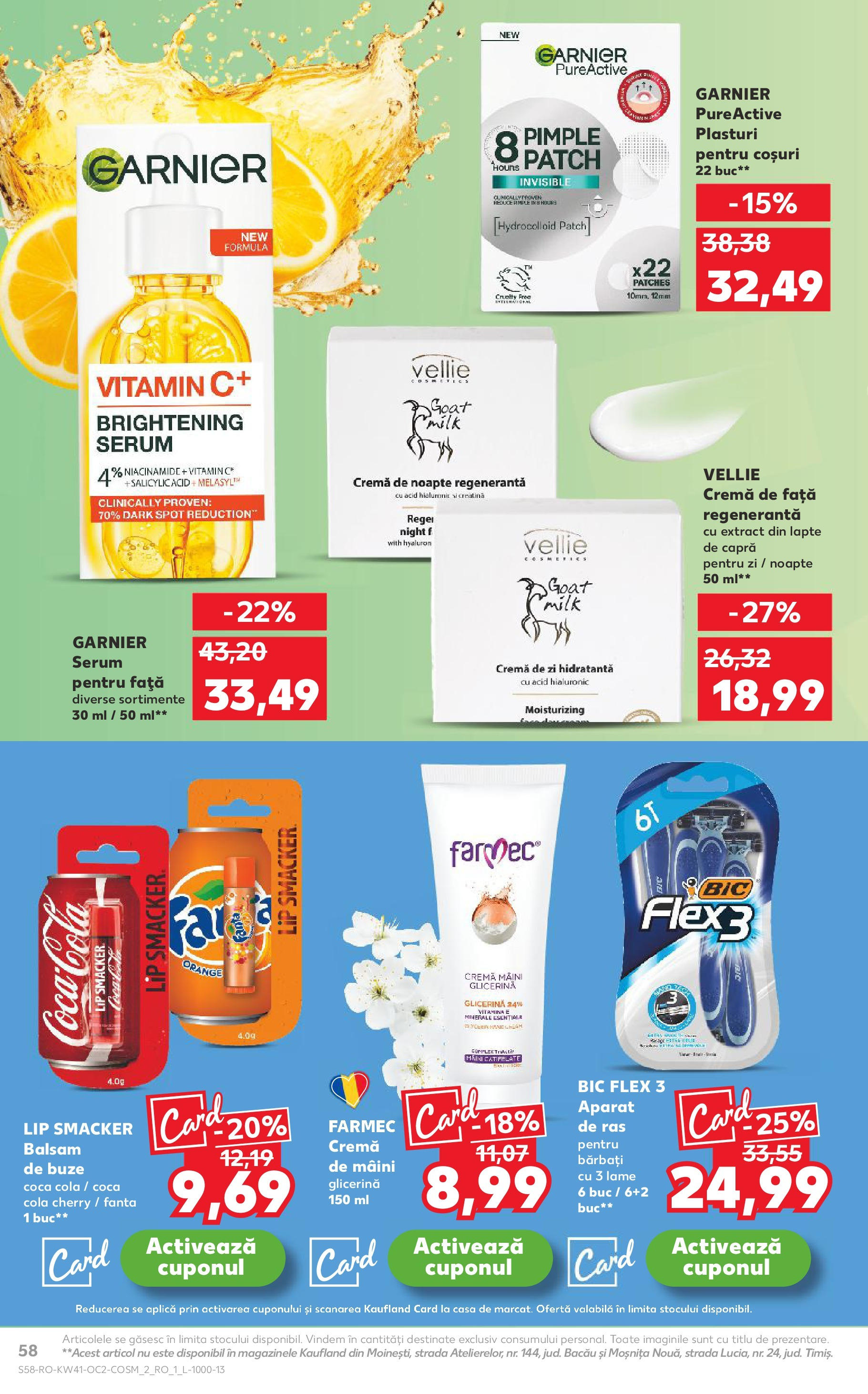 Catalog Kaufland 8 - 13 Octombrie 2025 | Pagina 58 | Produse: Plasturi, Cremă de noapte, Coș, Lapte