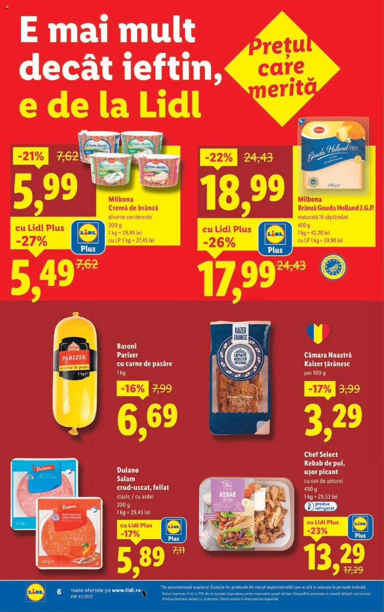 Catalog LIDL 6 - 11 Octombrie 2025 | Pagina 6 | Produse: Cremă, Salam, Sos, Gouda