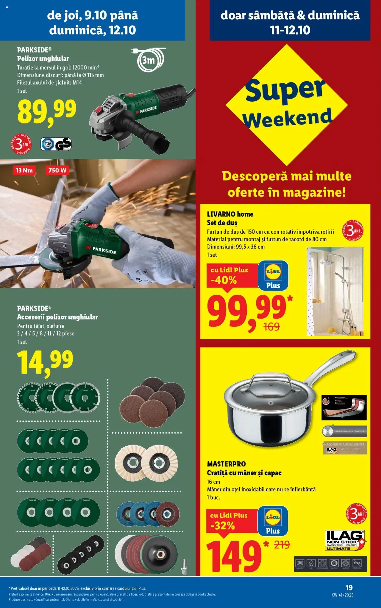 Catalog LIDL 6 - 11 Octombrie 2025 | Pagina 19 | Produse: Cratiță, Polizor, Mâner, Duș