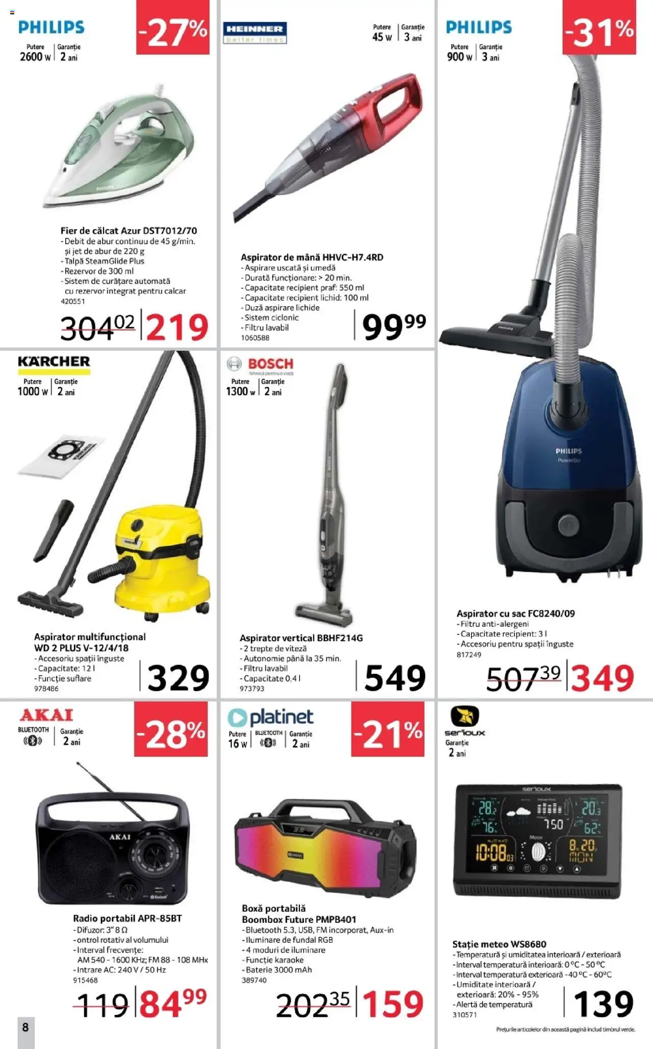 Catalog Selgros 3 - 15 Octombrie 2025 | Pagina 8 | Produse: Enginar, Fier de călcat, Difuzor, Aspirator