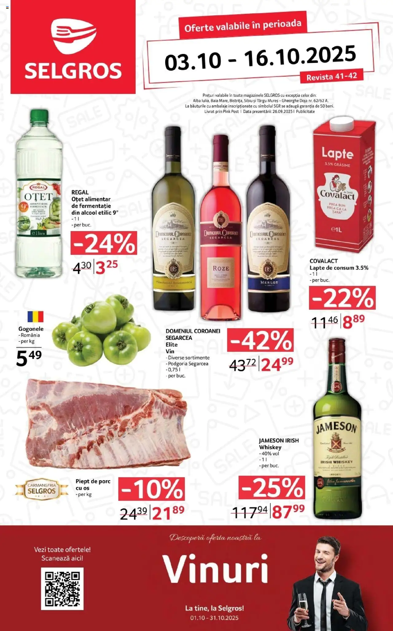 Catalog Selgros 3 - 15 Octombrie 2025 | Pagina 1 | Produse: Lapte, Oțet, Whiskey