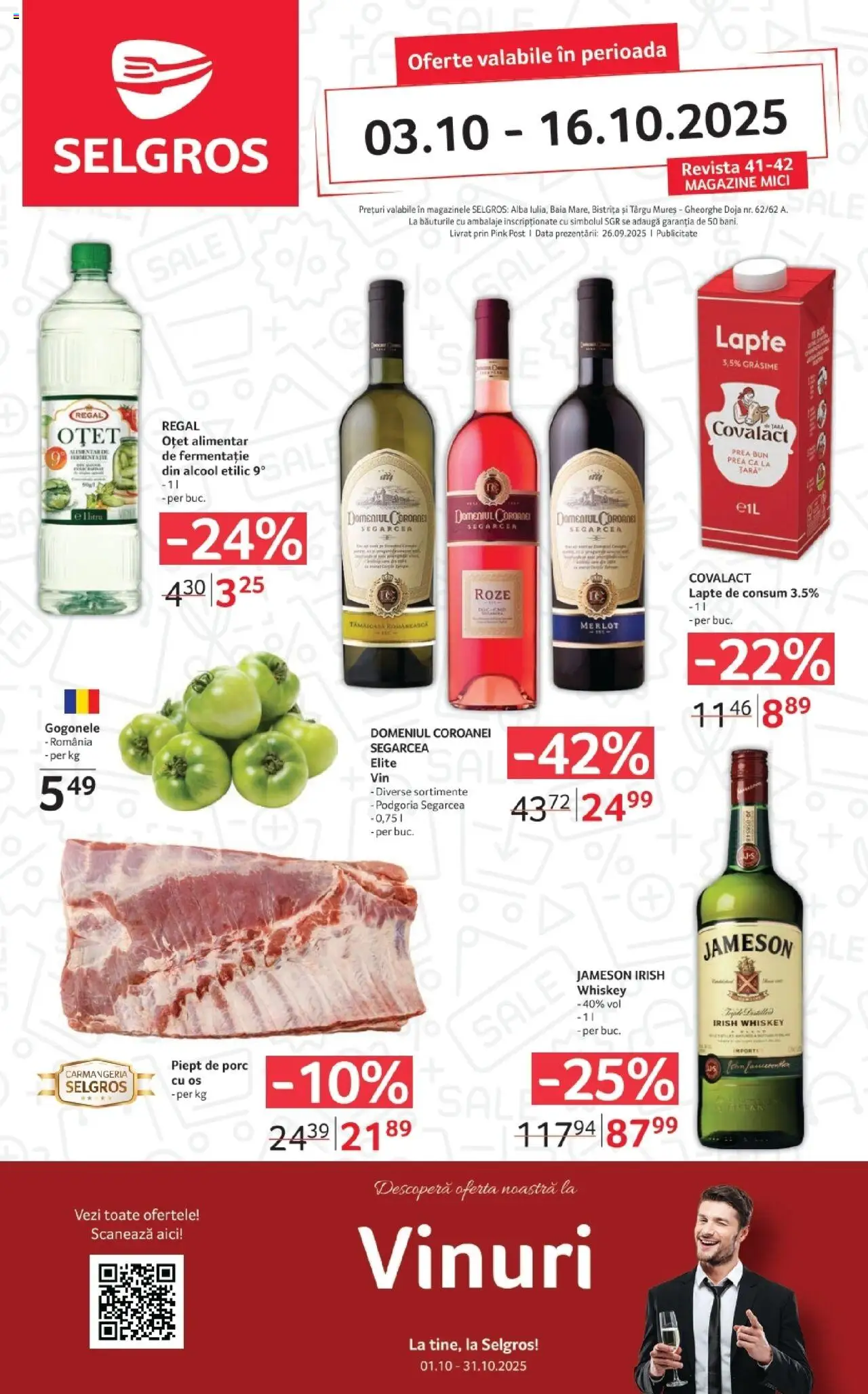 Catalog Selgros 3 - 15 Octombrie 2025 | Pagina 1 | Produse: Mici, Lapte, Oțet, Whiskey