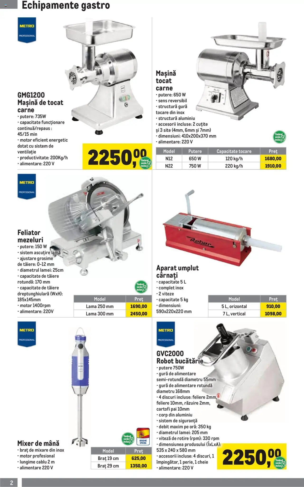Catalog METRO 1 Octombrie 2025 - 3 Ianuarie 2026 | Pagina 2 | Produse: Mașină de tocat, Robot, Bucătărie, Cârnați