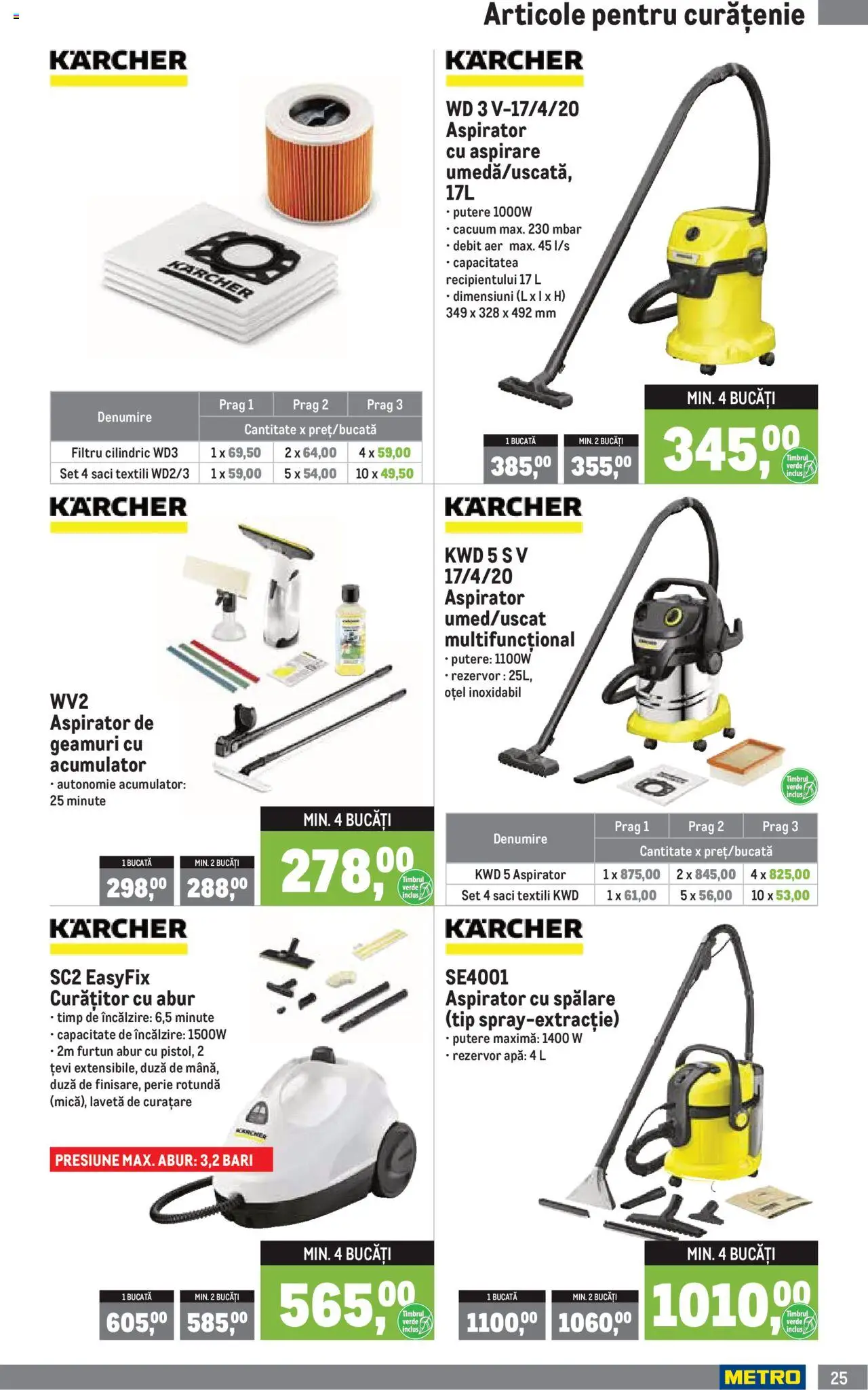 Catalog METRO 1 Octombrie 2025 - 3 Ianuarie 2026 | Pagina 25 | Produse: Aspirator, Perie, Apă