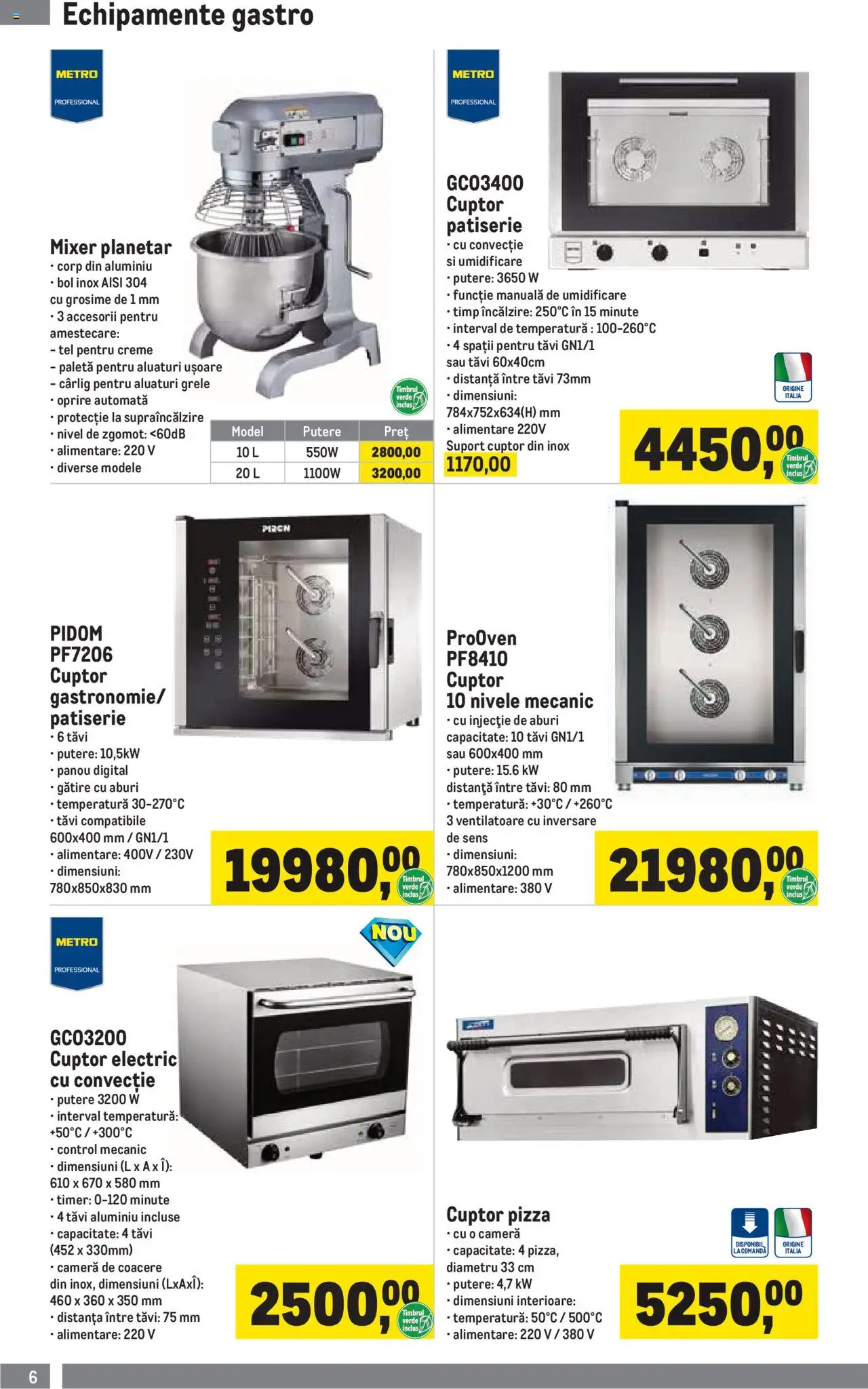 Catalog METRO 1 Octombrie 2025 - 3 Ianuarie 2026 | Pagina 6 | Produse: Cameră, Cuptor, Mixer, Pizza