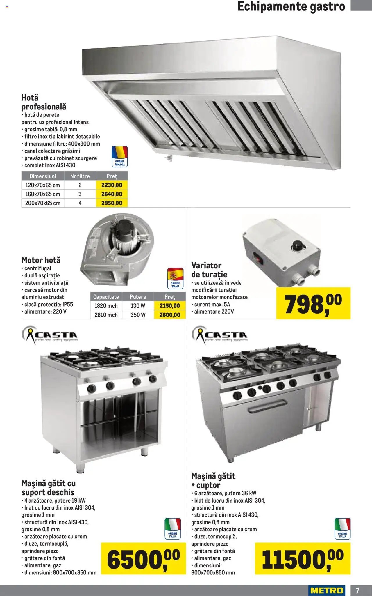 Catalog METRO 1 Octombrie 2025 - 3 Ianuarie 2026 | Pagina 7 | Produse: Hotă, Carcasă, Cuptor, Tablă