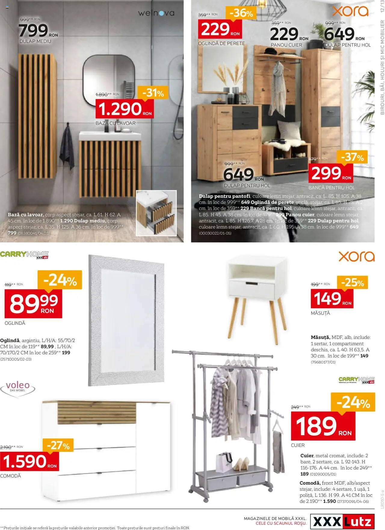 Catalog XXXLutz 6 Octombrie - 1 Noiembrie 2025 | Pagina 13 | Produse: Lavoar, Comodă, Oglindă, Bancă