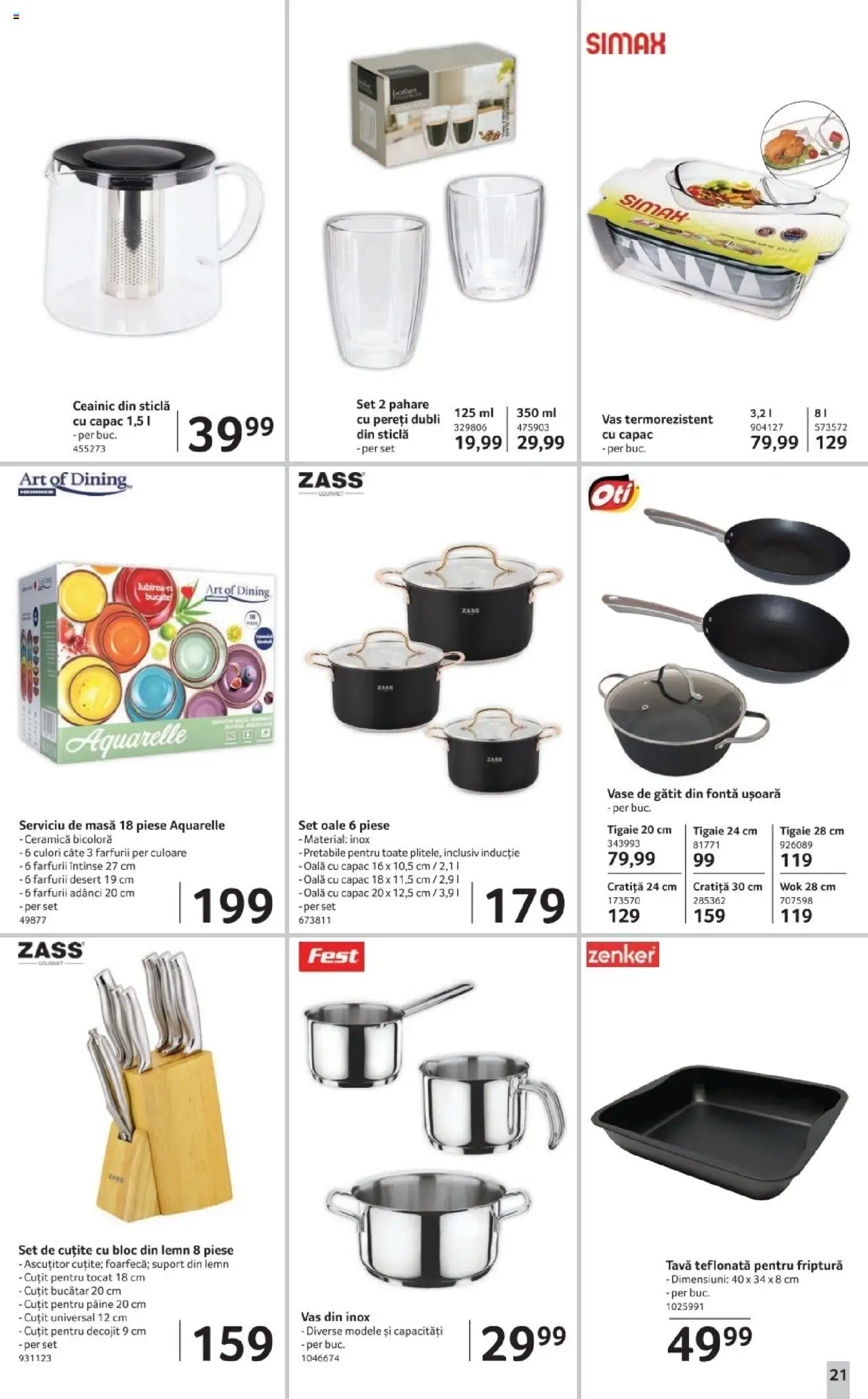 Catalog Selgros 3 - 15 Octombrie 2025 | Pagina 21 | Produse: Pahare, Set oale, Ceainic, Cuțit