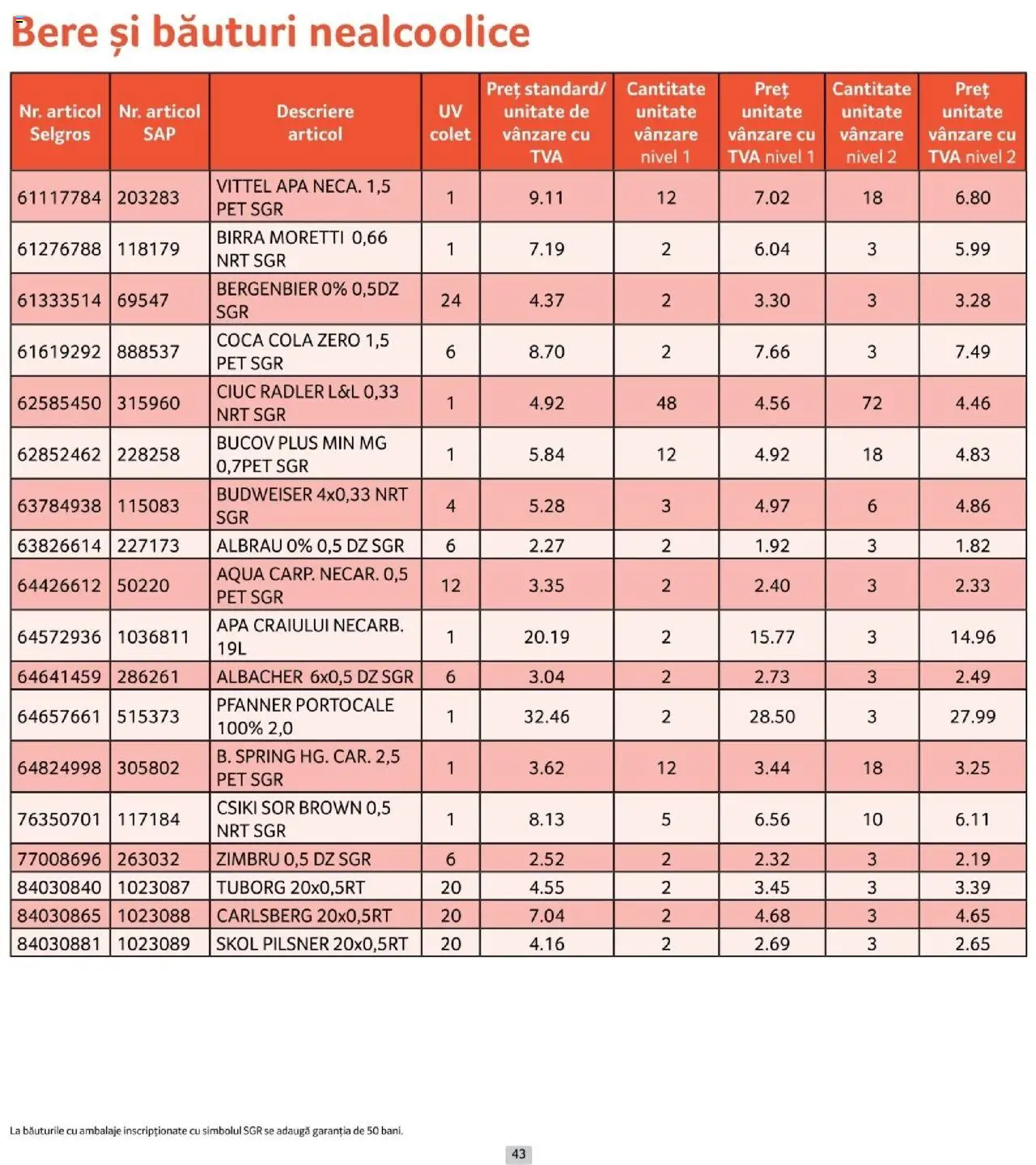 Catalog Selgros 1 - 29 Octombrie 2025 | Pagina 43 | Produse: Amerikan servis, Bere, Portocale, Plastik Kulübe