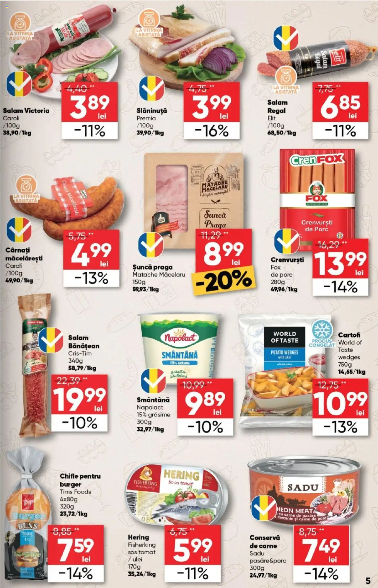 Catalog Profi 1 - 13 Octombrie 2025 | Pagina 5 | Produse: Salam, Smântână, Burger, Cârnați