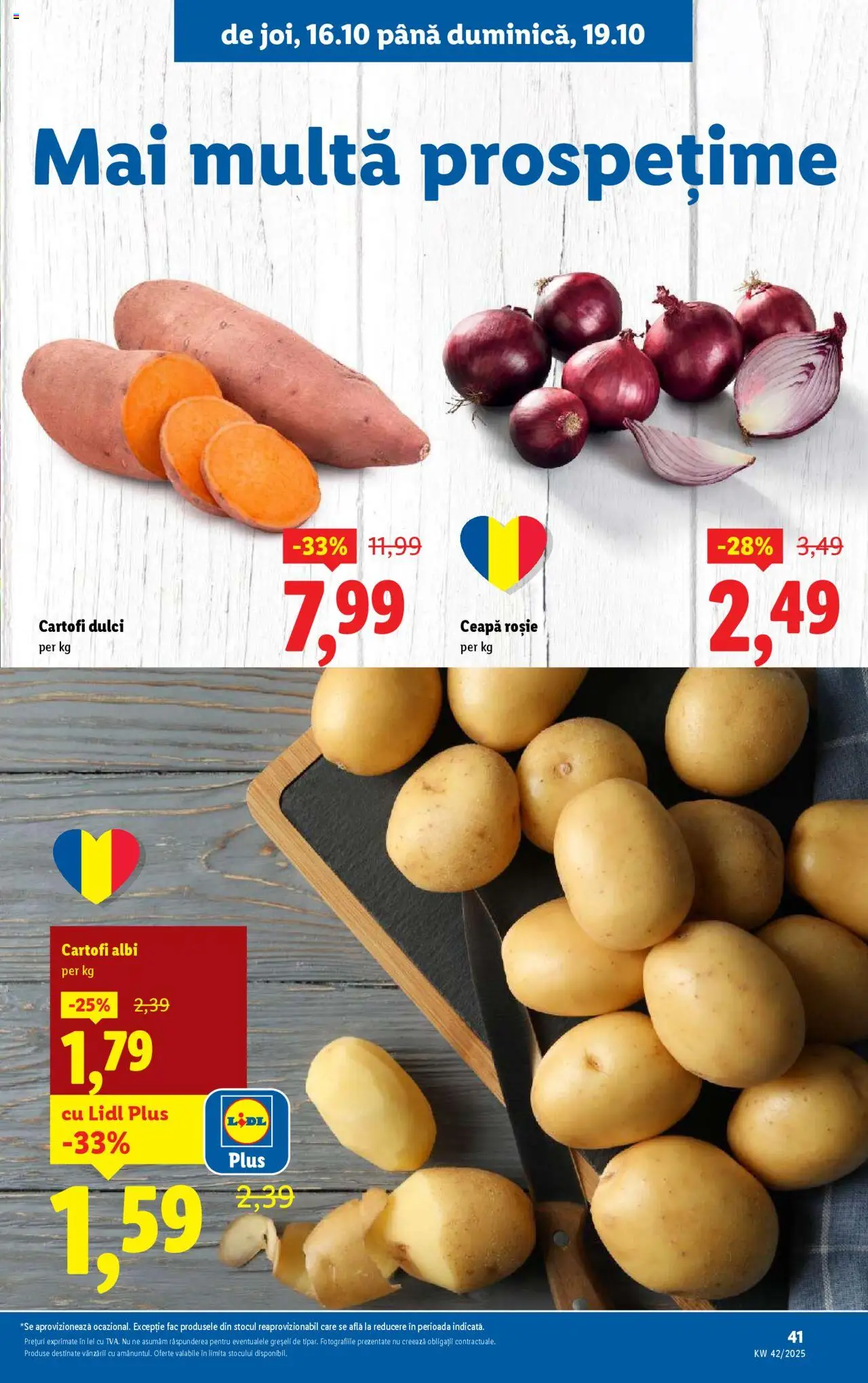 Catalog LIDL 13 - 18 Octombrie 2025 | Pagina 41 | Produse: Taneli organik hardal, Cartofi, Ceapă