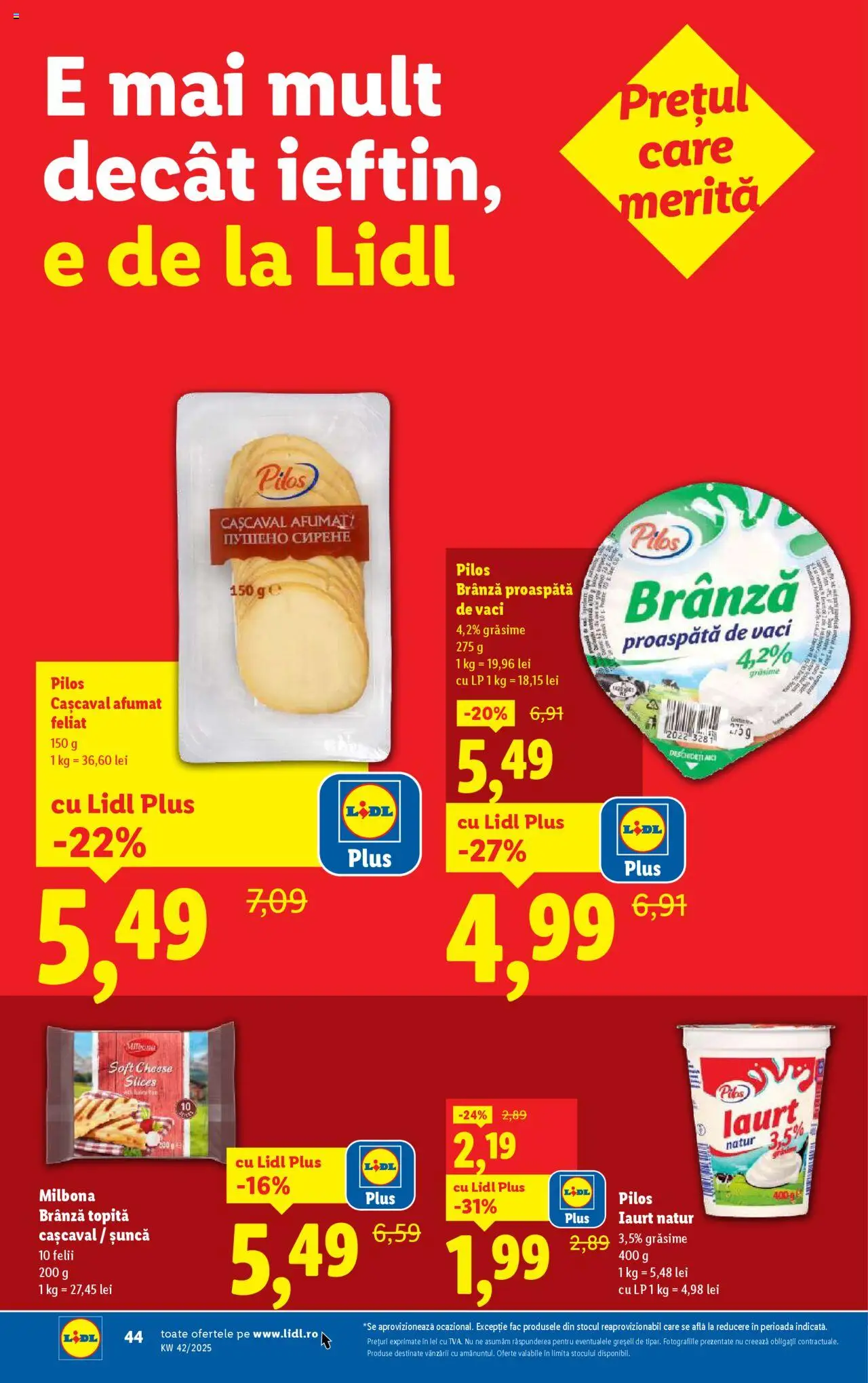 Catalog LIDL 13 - 18 Octombrie 2025 | Pagina 44 | Produse: Cașcaval, Brânză, Iaurt, Șuncă