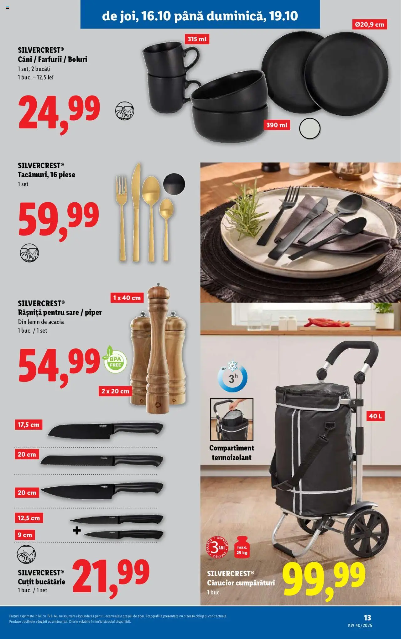 Catalog LIDL 13 - 18 Octombrie 2025 | Pagina 13 | Produse: Bucătărie, Cuțit, Sare, Piper