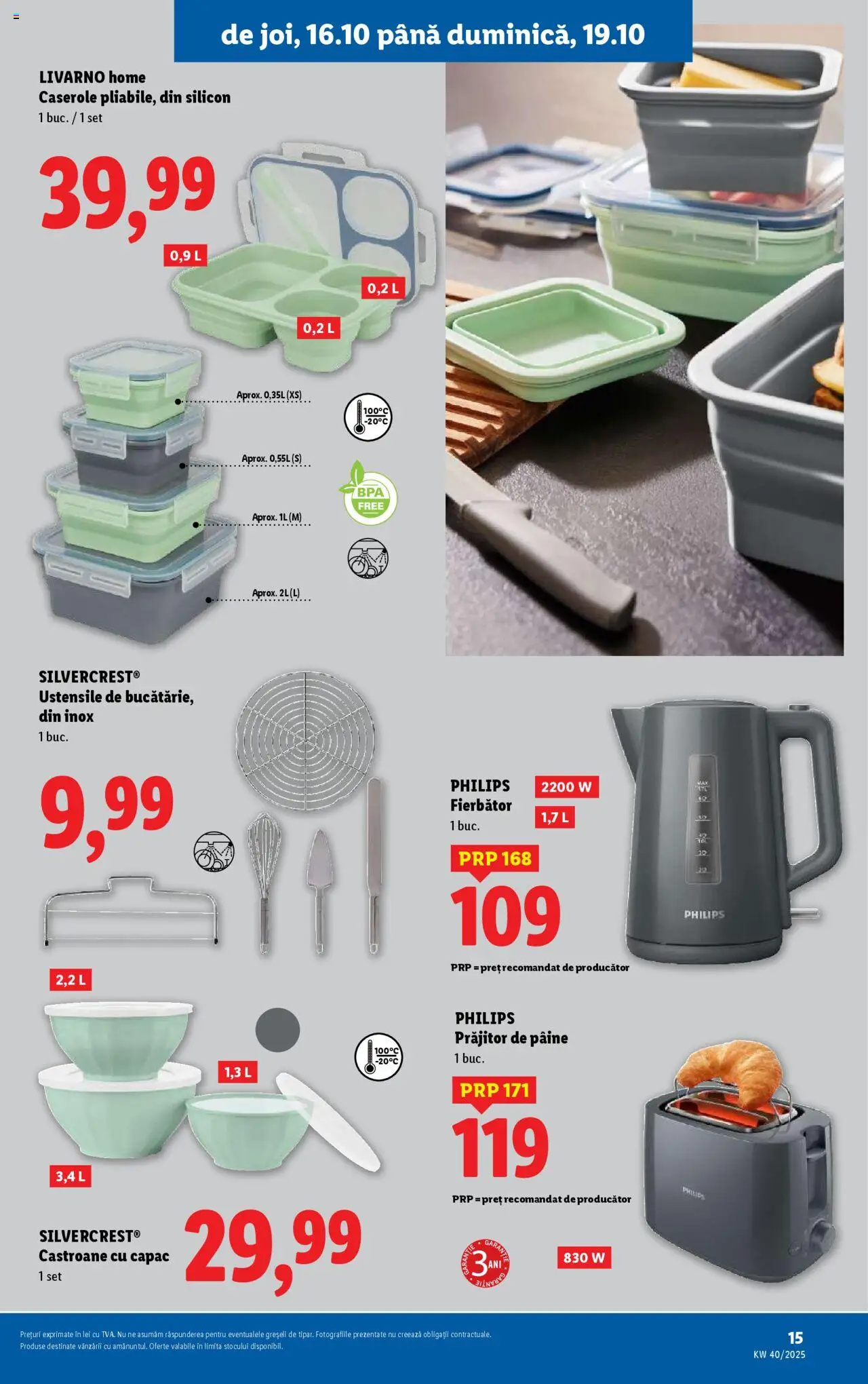 Catalog LIDL 13 - 18 Octombrie 2025 | Pagina 15 | Produse: Enginar, Caserole, Toaster, Pâine