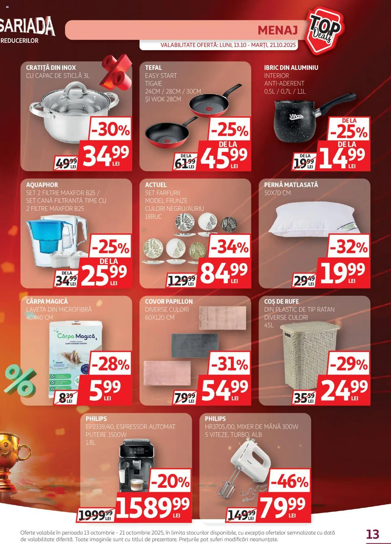 Catalog Auchan 13 - 20 Octombrie 2025 | Pagina 13 | Produse: Cratiță, Pernă, Coș De Rufe, Covor