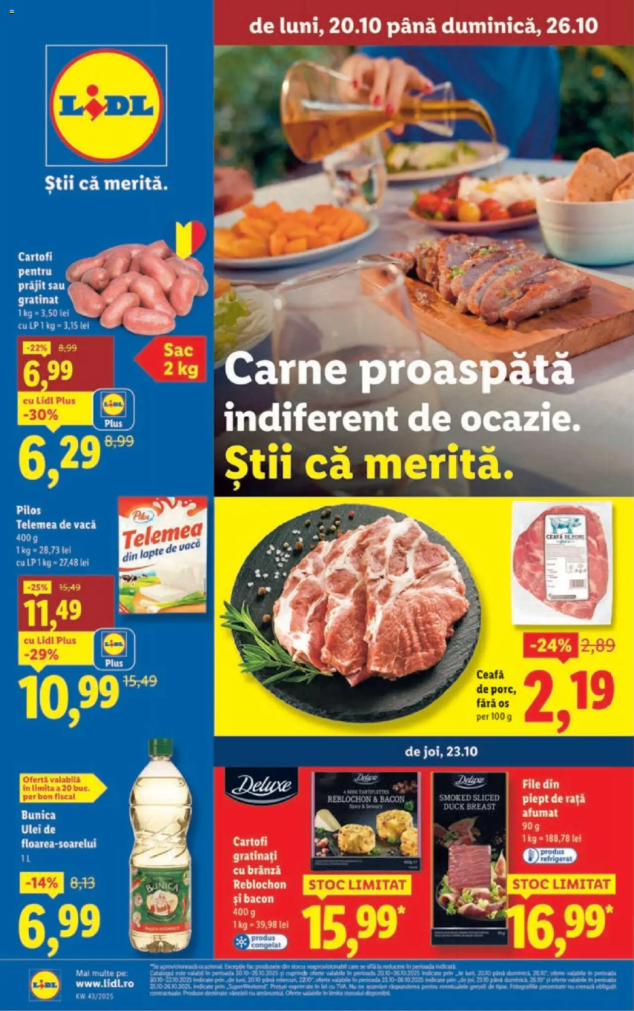 Catalog LIDL 20 - 25 Octombrie 2025 | Pagina 1 | Produse: Rață, Bacon, Lapte, Brânză