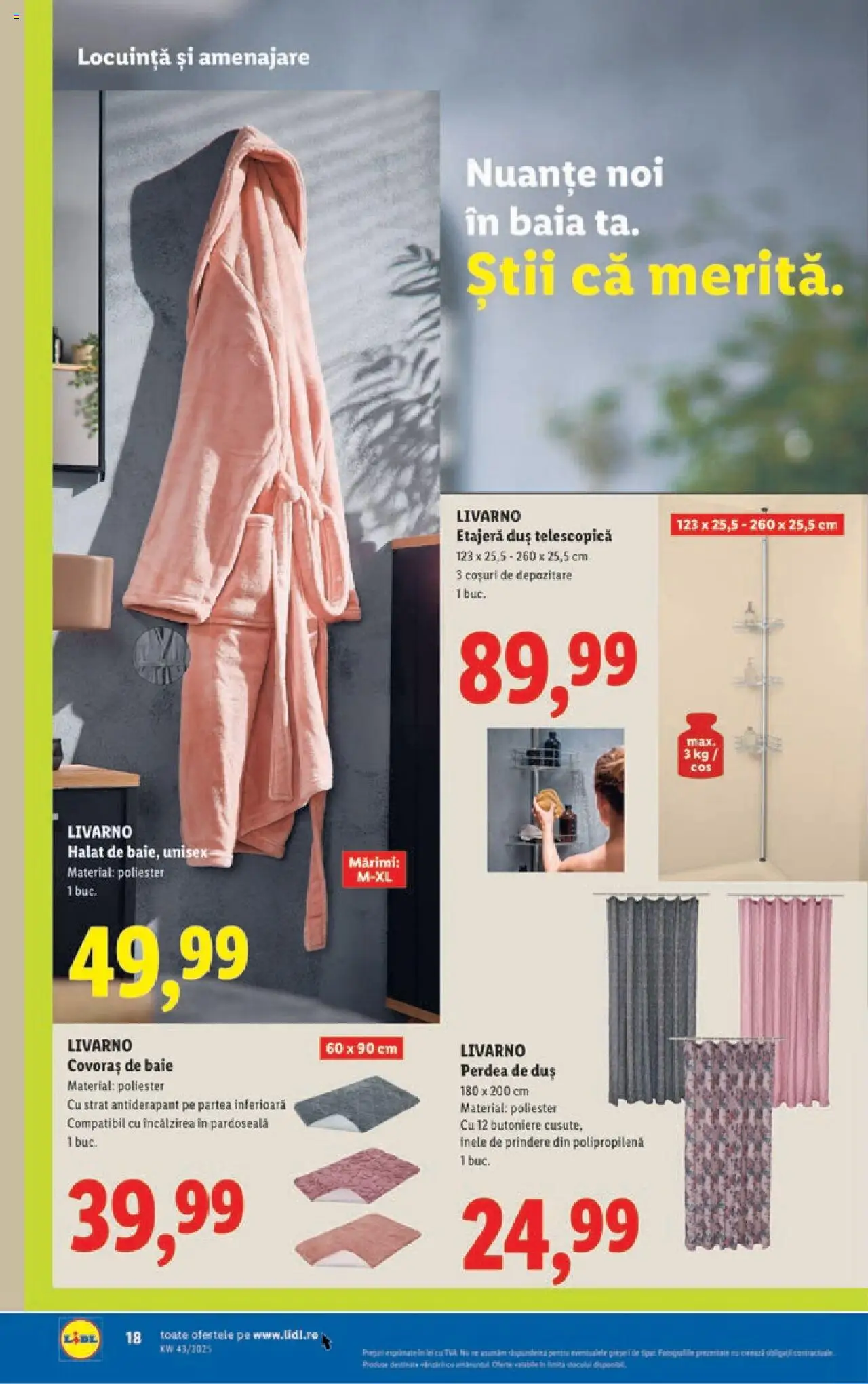 Catalog LIDL 20 - 25 Octombrie 2025 | Pagina 18 | Produse: Duș, Etajeră, Covoraș de baie, Pardoseală
