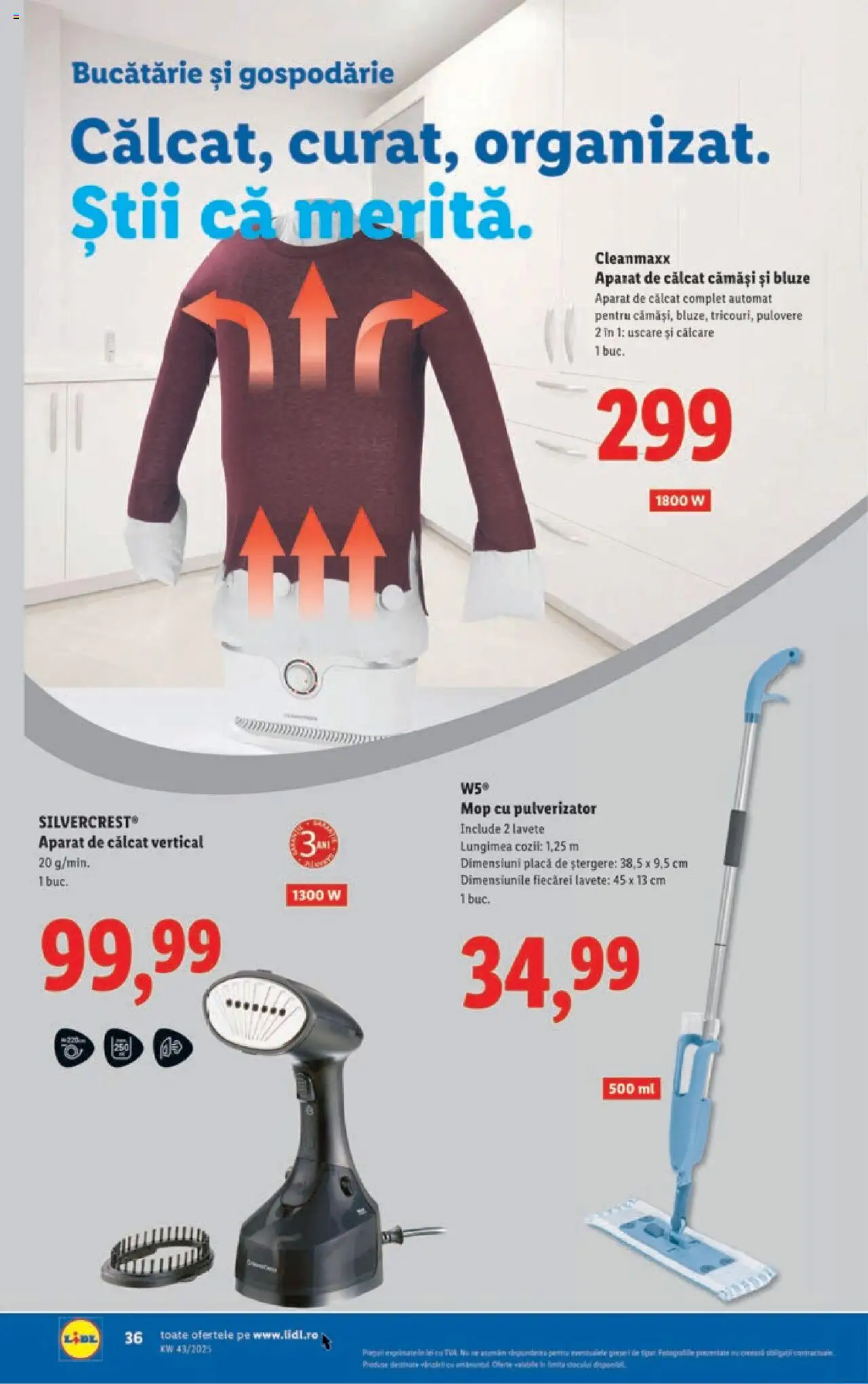 Catalog LIDL 20 - 25 Octombrie 2025 | Pagina 36 | Produse: Aparat de călcat, Mop, Bucătărie, Lavete