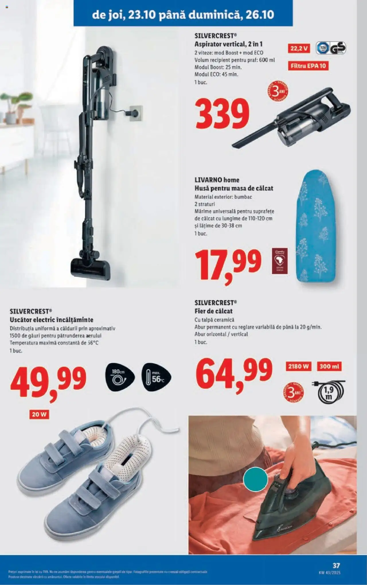 Catalog LIDL 20 - 25 Octombrie 2025 | Pagina 37 | Produse: Uscător, Masă, Bornoz takımı, Masă de călcat