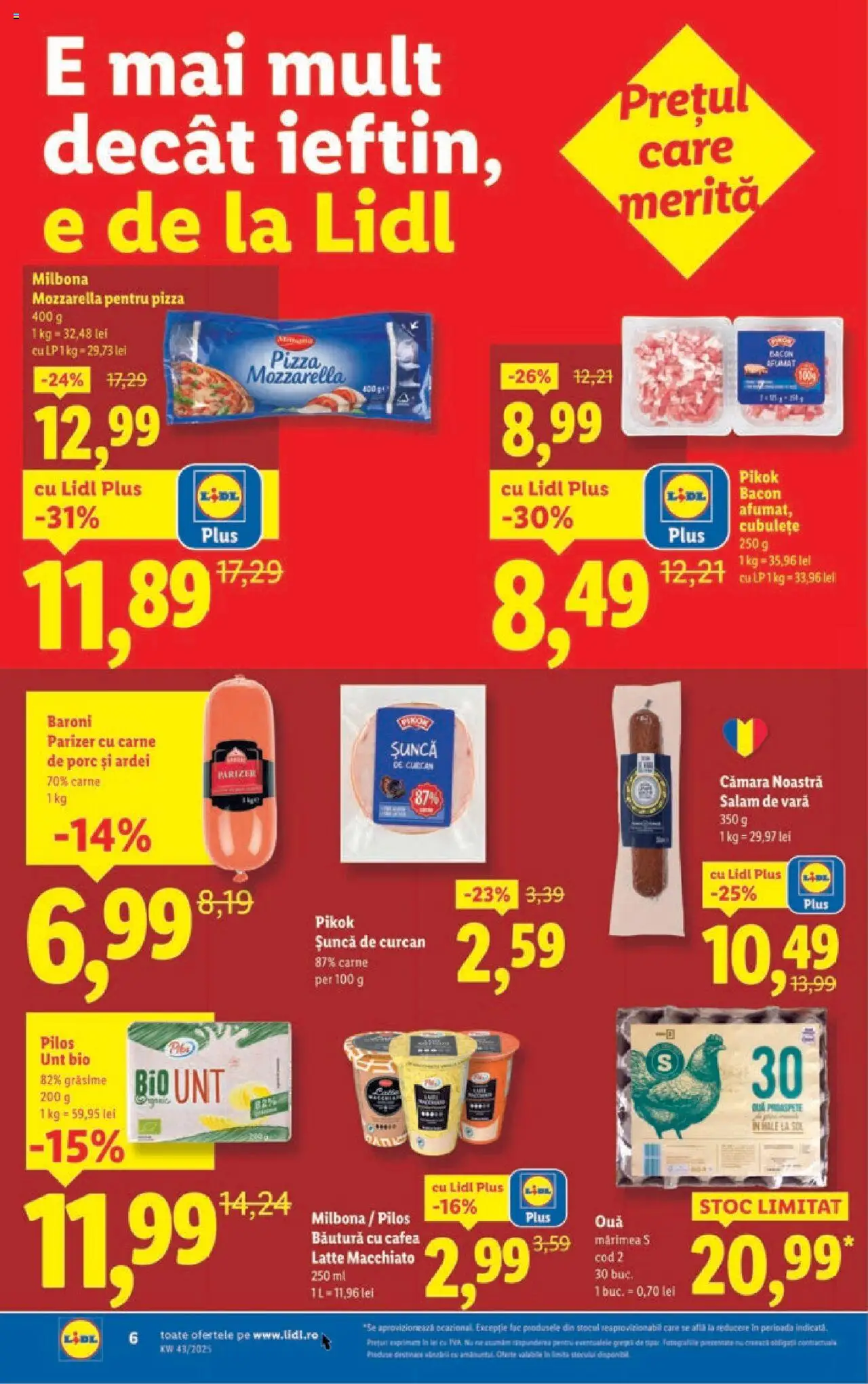 Catalog LIDL 20 - 25 Octombrie 2025 | Pagina 6 | Produse: Bacon, Mozzarella, Ouă, Șuncă