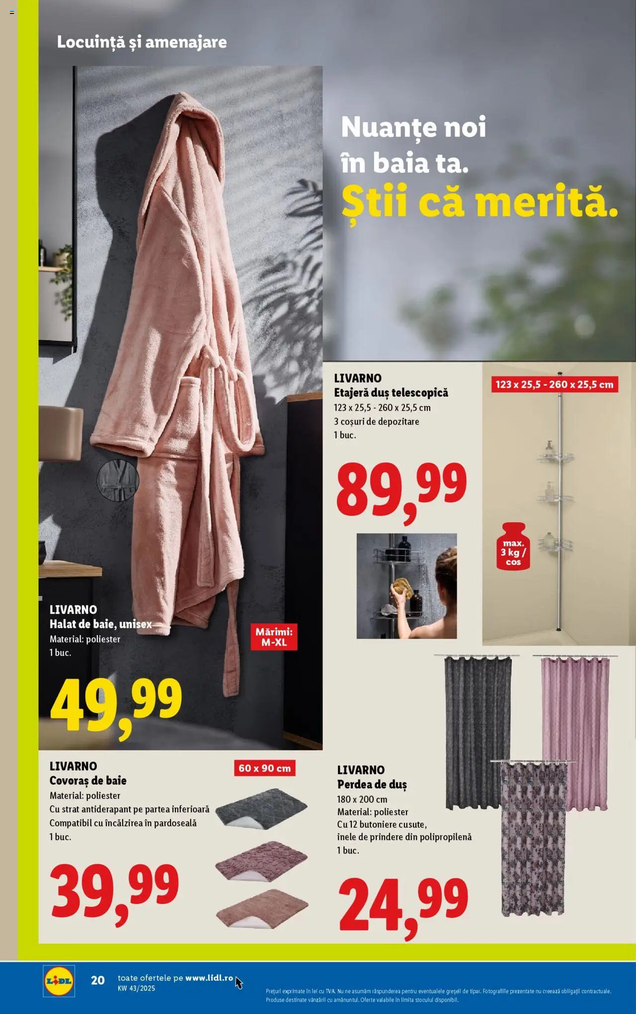 Catalog LIDL 20 - 25 Octombrie 2025 | Pagina 8 | Produse: Duș, Etajeră, Perdea, Covoraș de baie