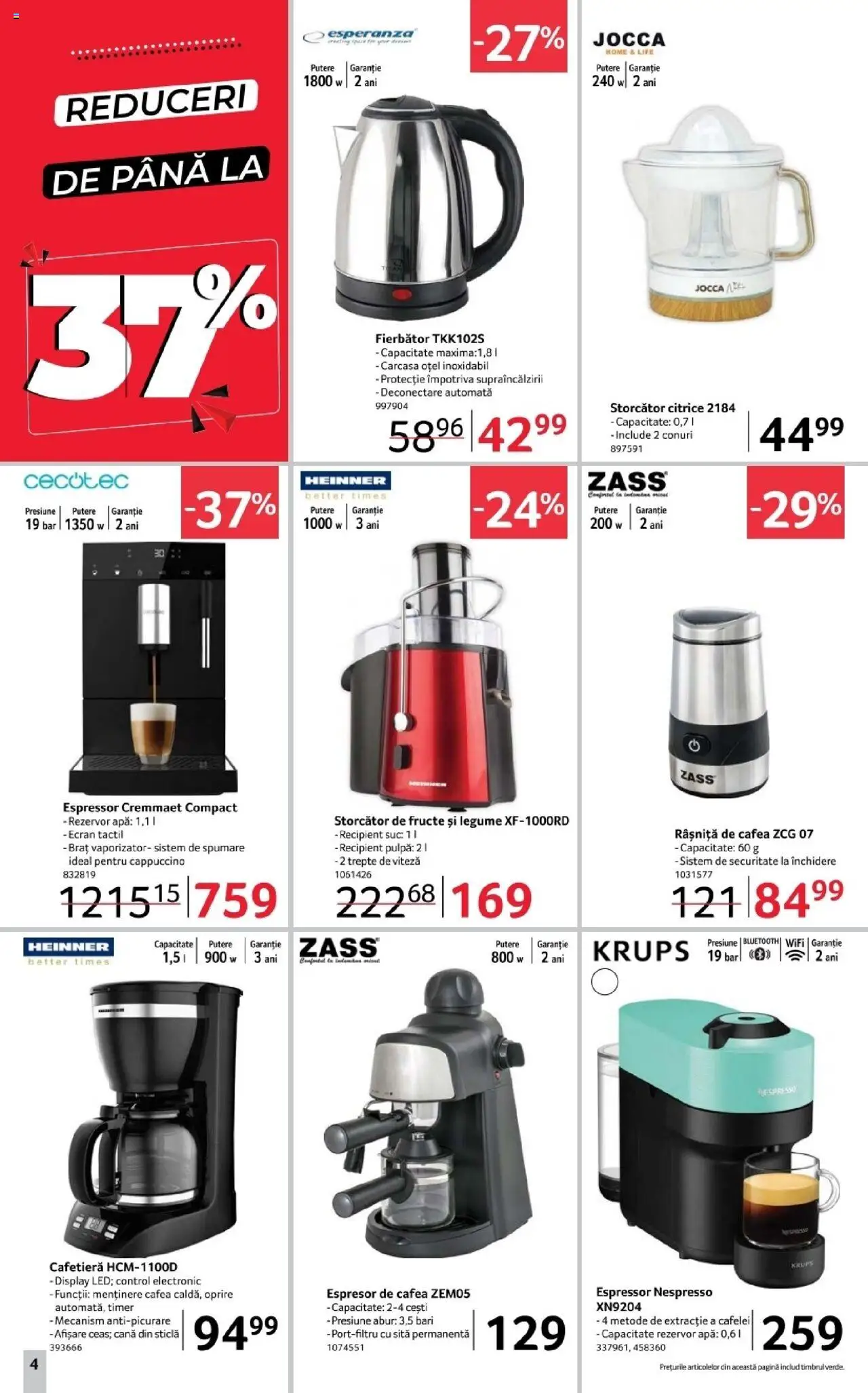 Catalog Selgros 17 - 29 Octombrie 2025 | Pagina 4 | Produse: Cafetieră, Storcător de fructe, Cafea, Fructe