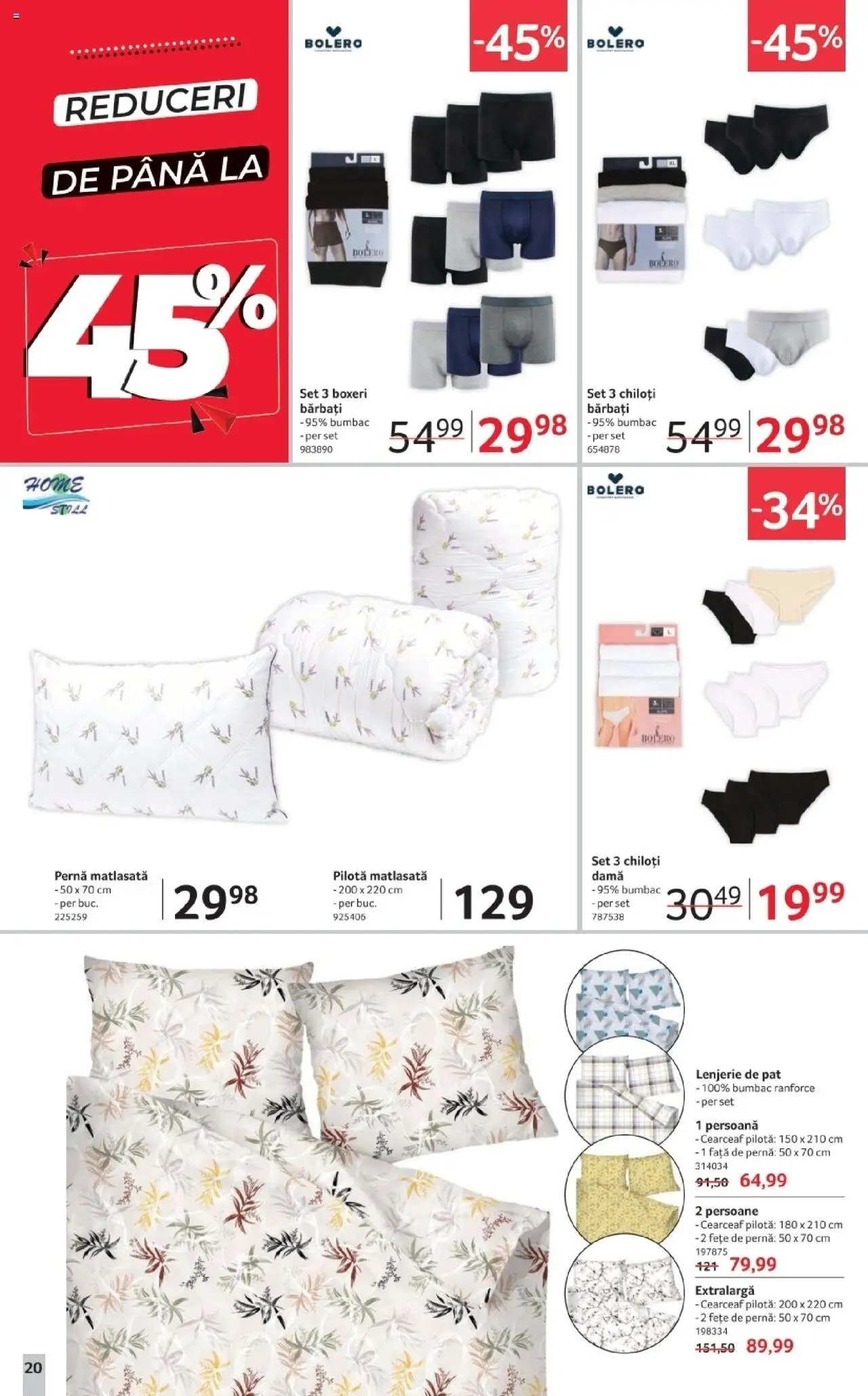Catalog Selgros 17 - 29 Octombrie 2025 | Pagina 20 | Produse: Lenjerie de pat, Pilotă, Față de pernă, Boxeri
