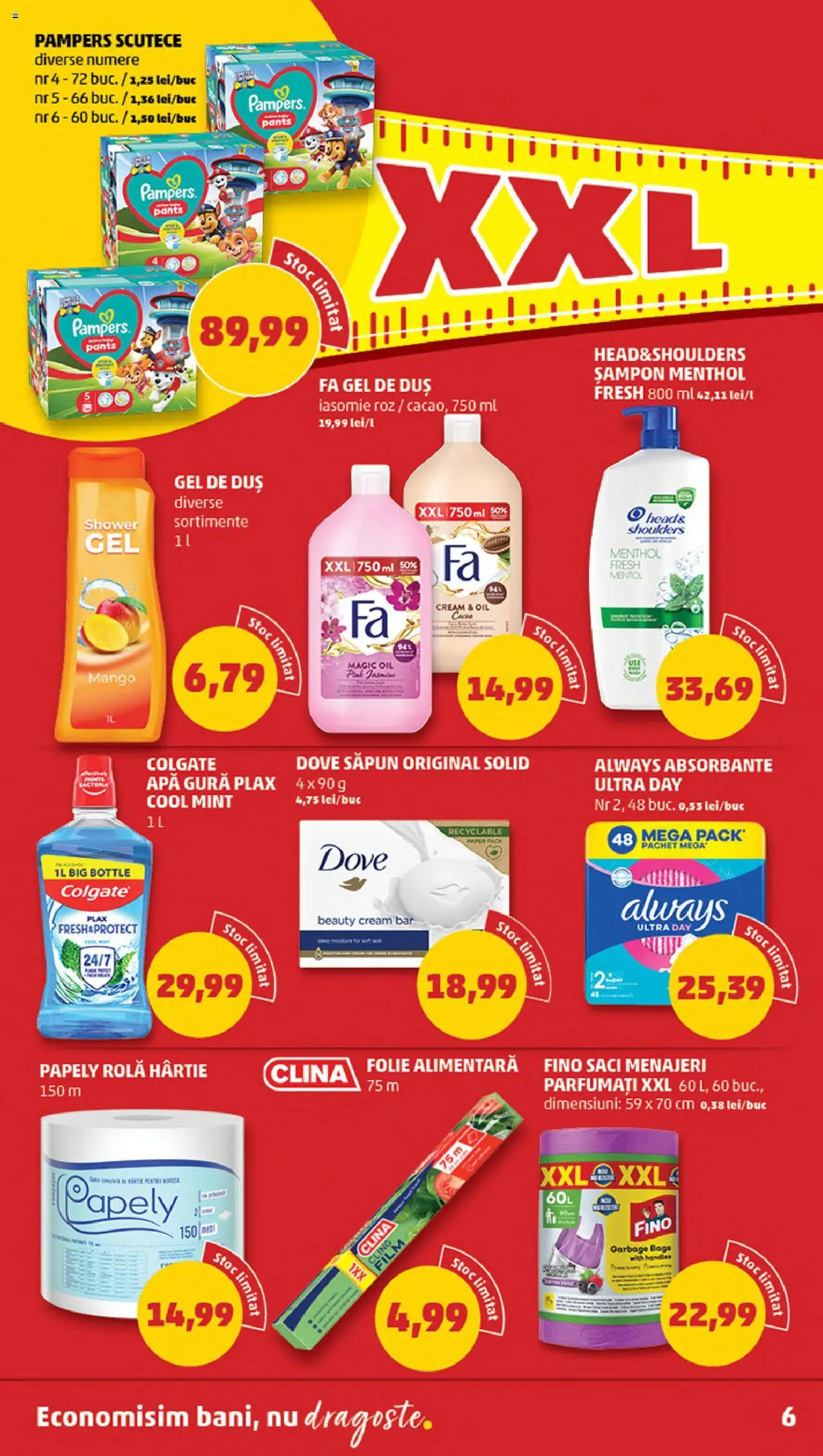 Catalog PENNY Market 15 - 20 Octombrie 2025 | Pagina 6 | Produse: Saci menajeri, Duș, Gel de duș, Absorbante