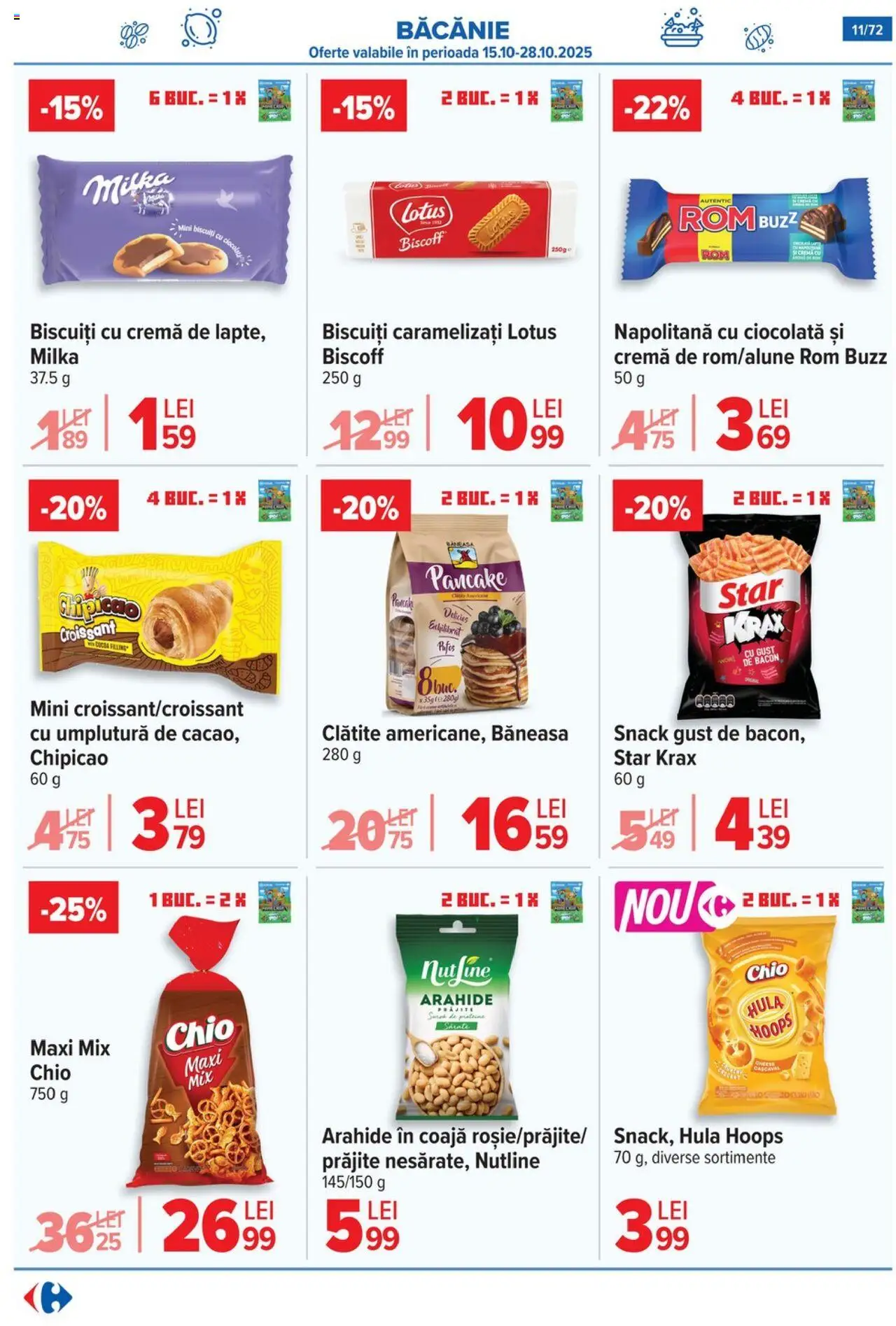 Catalog Carrefour 15 Octombrie - 3 Noiembrie 2025 | Pagina 12 | Produse: Masaüstü kılıfı, Cașcaval, Bacon, Biscuiți