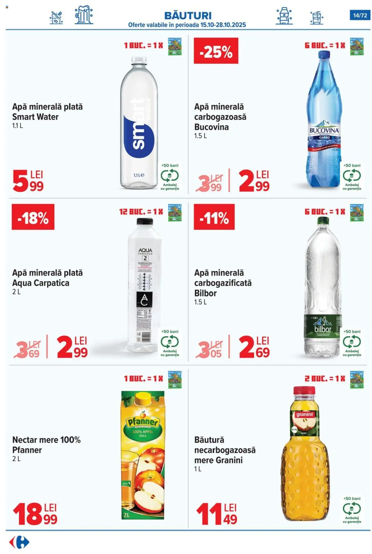 Catalog Carrefour 15 Octombrie - 3 Noiembrie 2025 | Pagina 15 | Produse: Yazı tahtası kalemi, Mere, Apă
