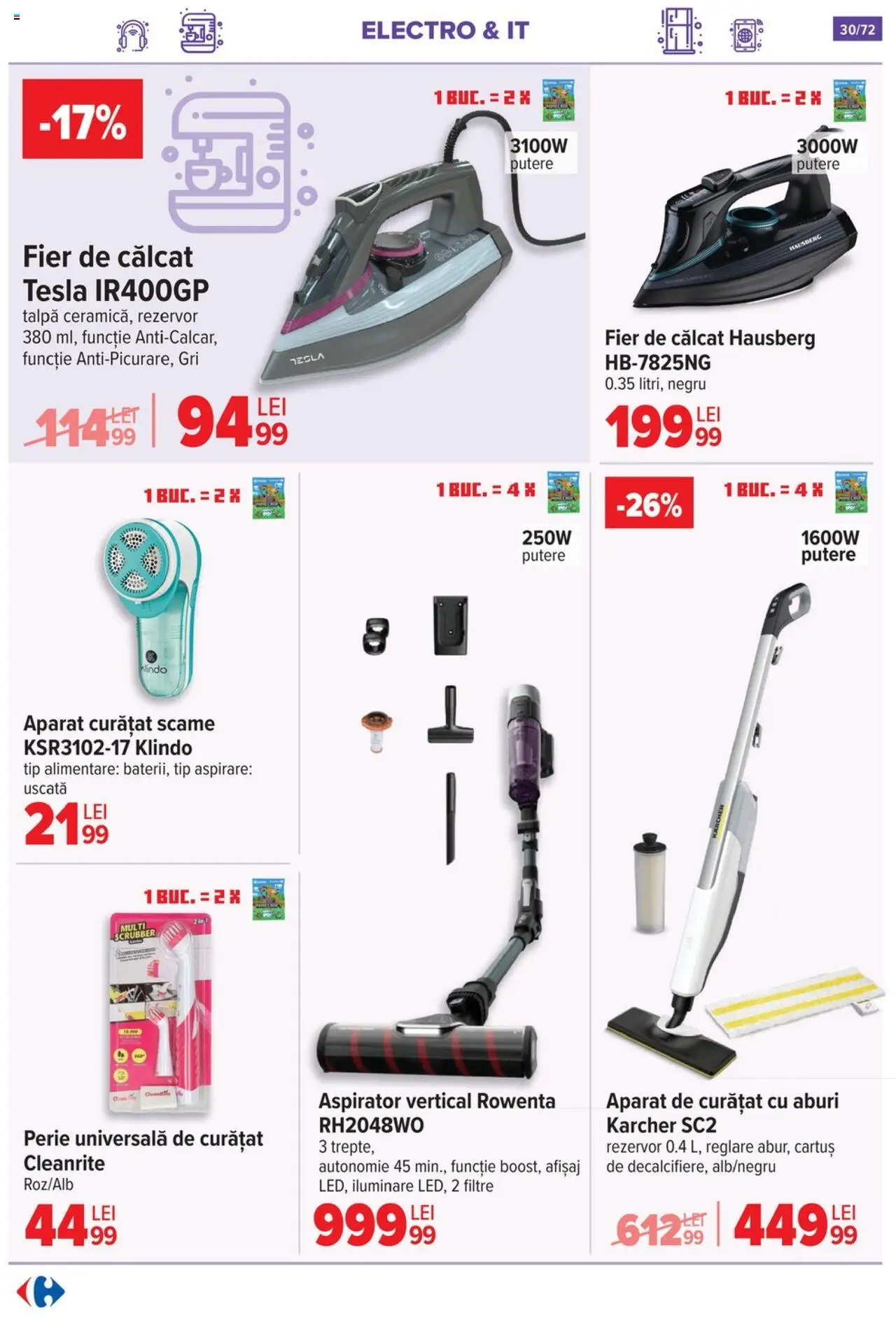 Catalog Carrefour 15 Octombrie - 3 Noiembrie 2025 | Pagina 31 | Produse: Fier de călcat, Aspirator, Perie