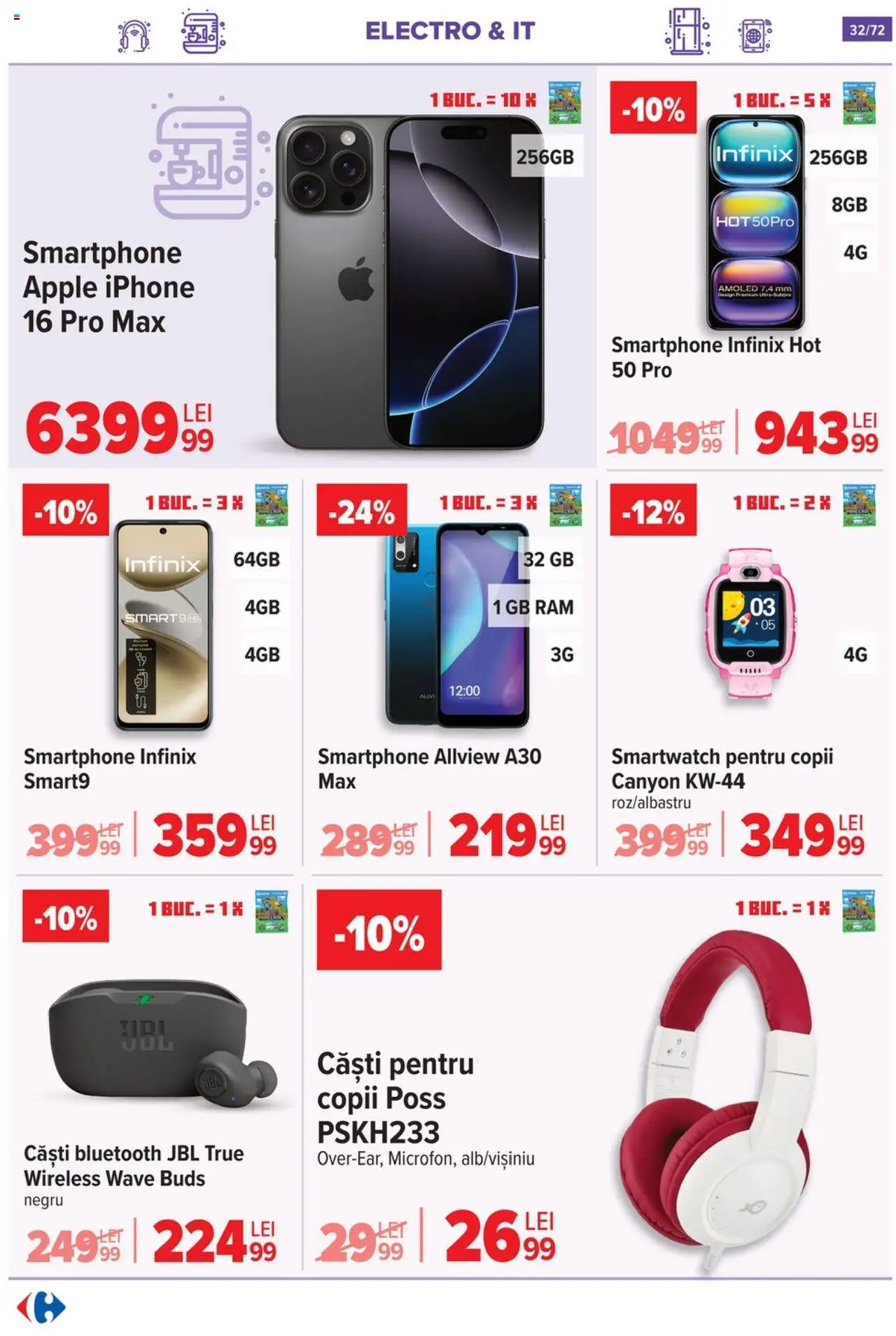 Catalog Carrefour 15 Octombrie - 3 Noiembrie 2025 | Pagina 33 | Produse: Smartphone, Căști, Smartwatch, Apple